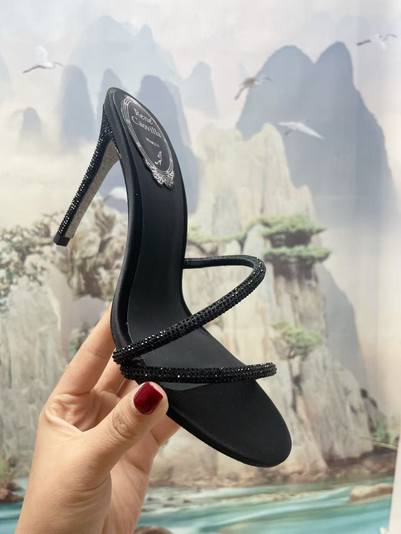 UA René Caovilla Open-toe Crystal-embellished Sandals 95mm