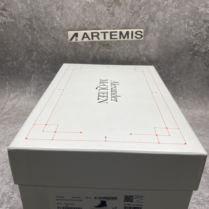 ale*d*r M*Q*en tread slick high lace up boot black white