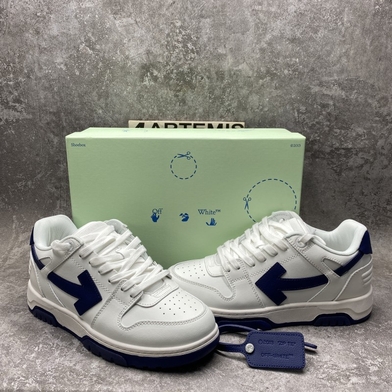 OFF-WHITE Out Of Office OOO Low Tops White White Navy Blue