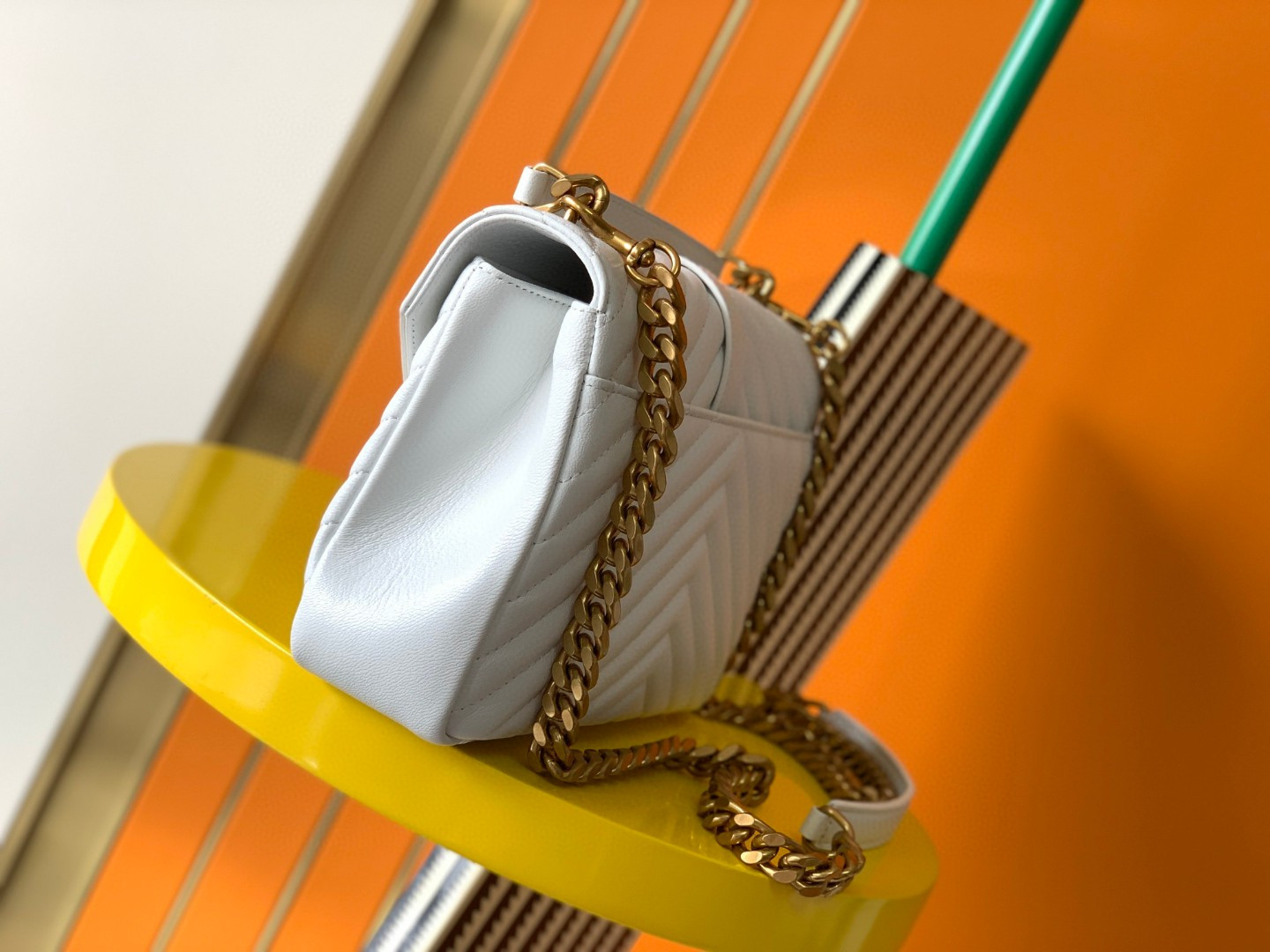 Y*L college medium in quilted leather white 9.4 x 6.6 x 2.5 inches