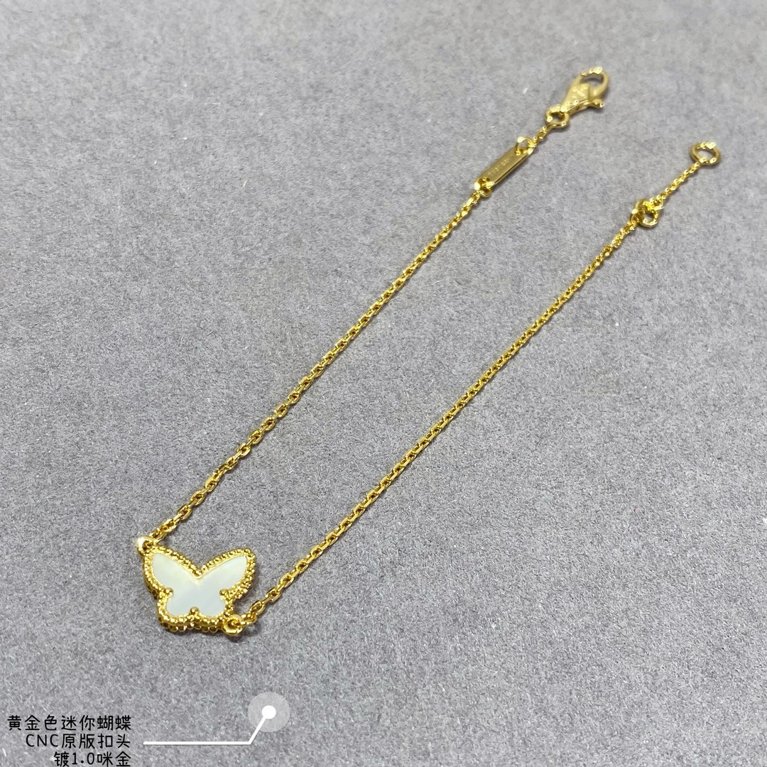 V*n Cl**f & Arpels White Mother-of-Pearl Mini Butterfly Bracelet