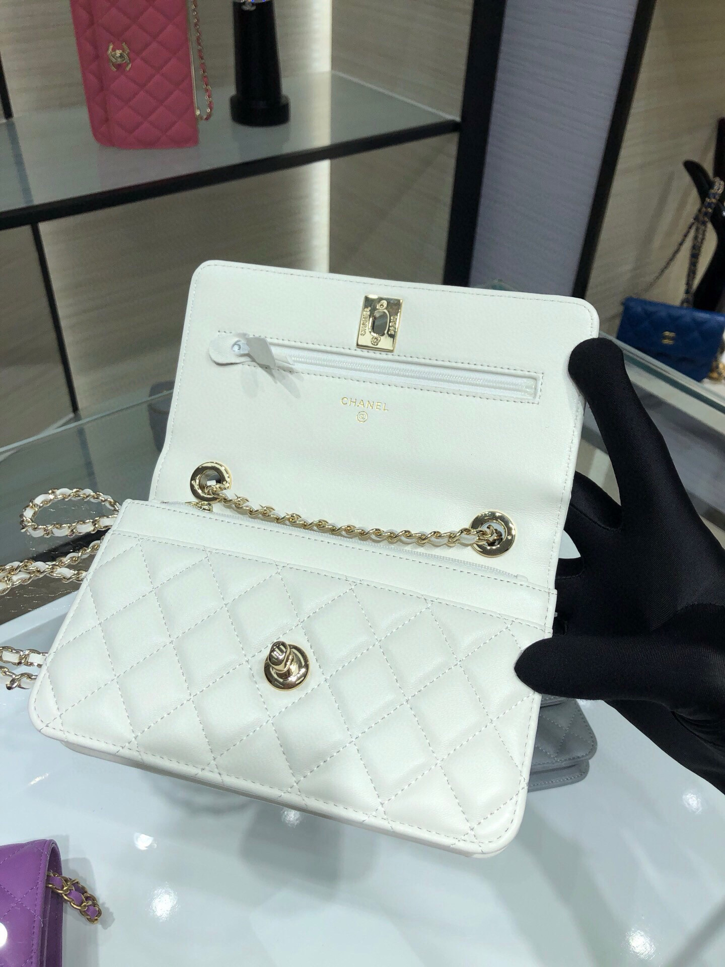 Ch**el woc trendy cc wallet on chain 19x12x3.5cm