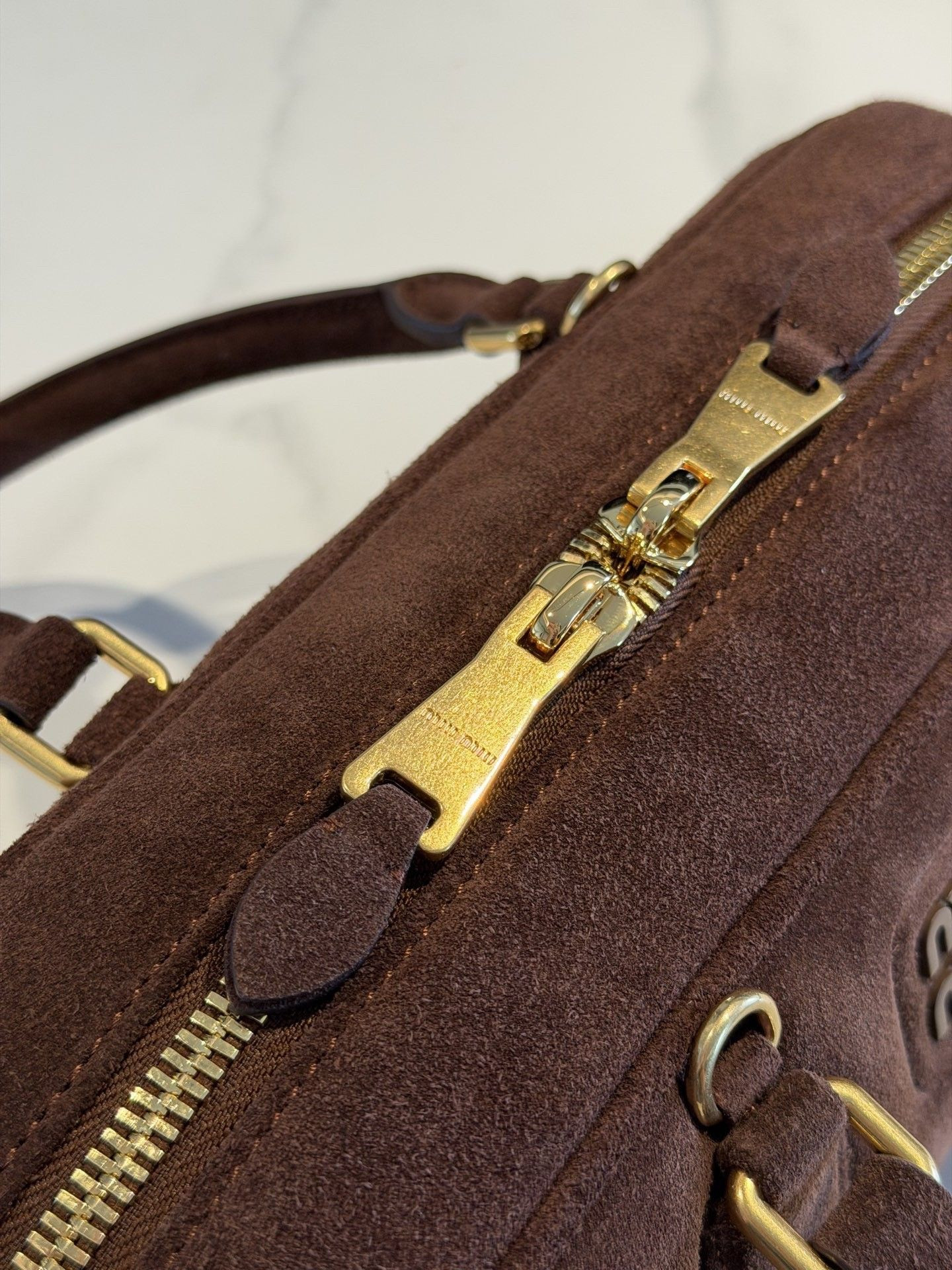 MIU MIU Arcadie Padded Suede Top-handle Bag 27x12x9cm