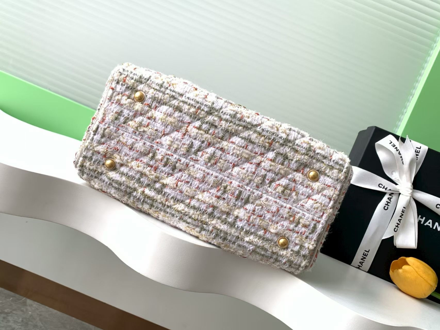 Ch**el 25 Bucket Tweed Bag 26x30x14cm