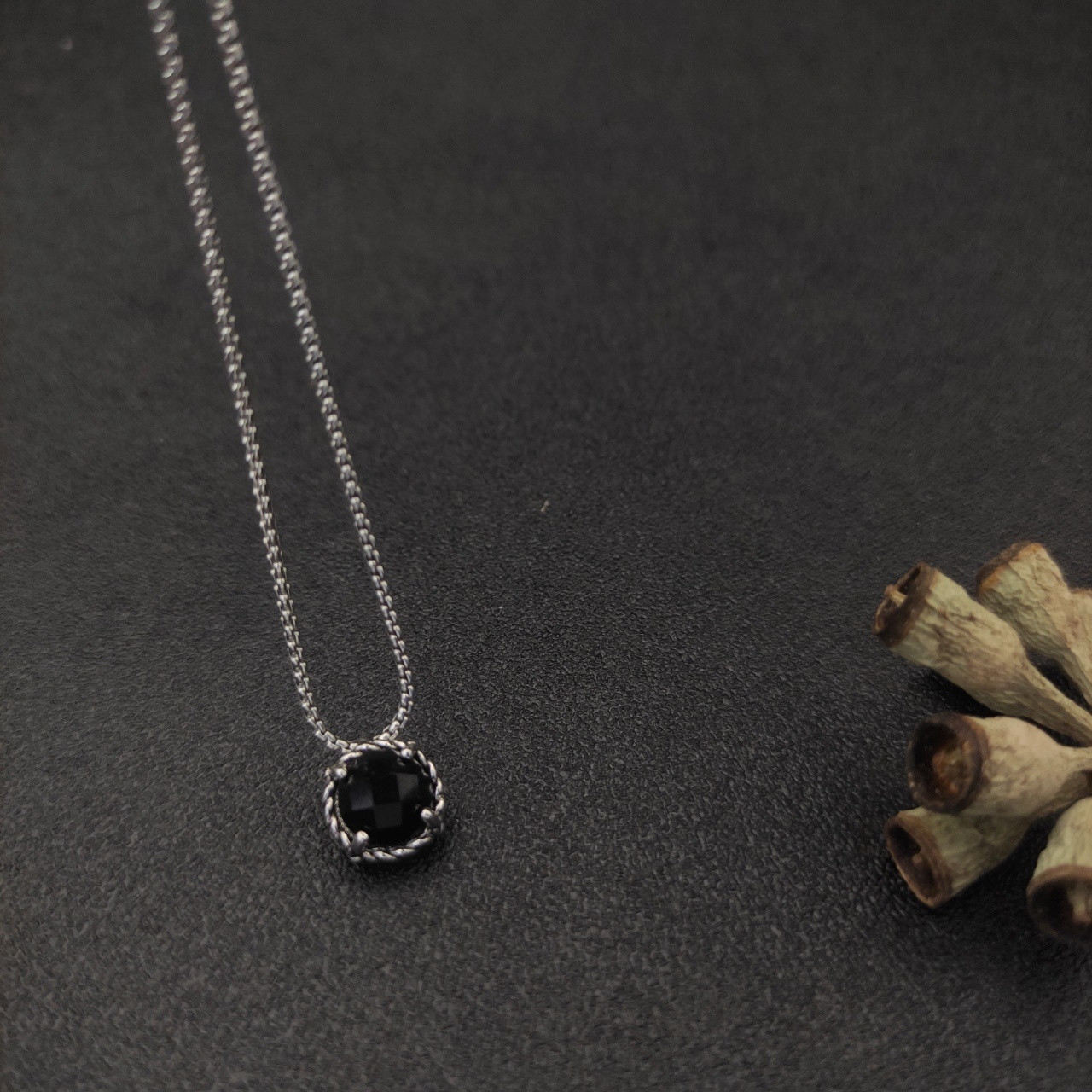 David Yurman four claw gem Necklace(Main stone 8mm, chain thickness 1.5mm, length 45+5cm delay chain)