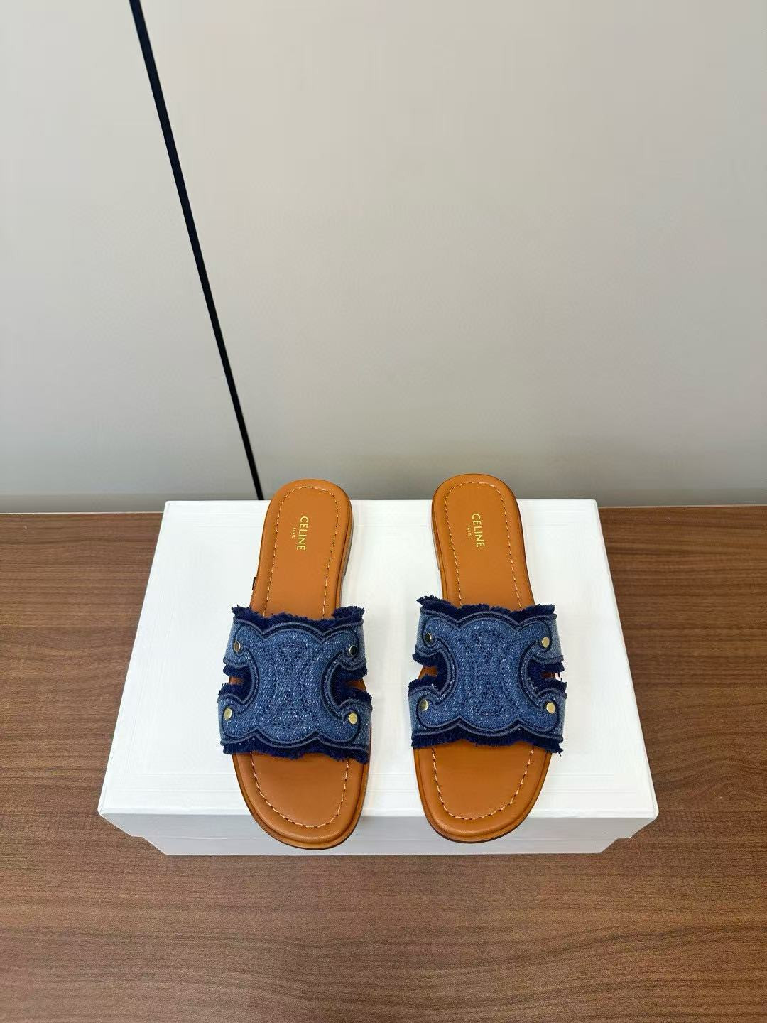 UA Ce1i*e Marina Fringed Mule In De*1m