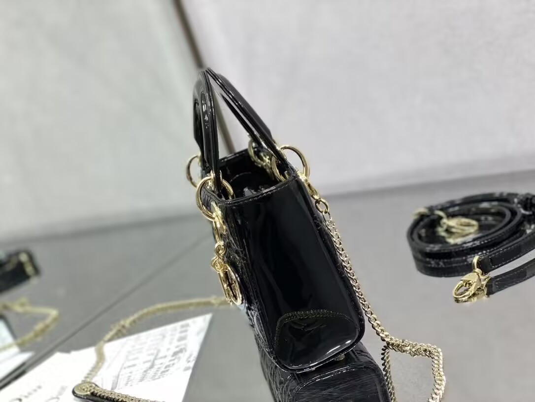 Mini Lady D10r Bag Patent Cannage Calfskin 17 x 15 x 7 cm