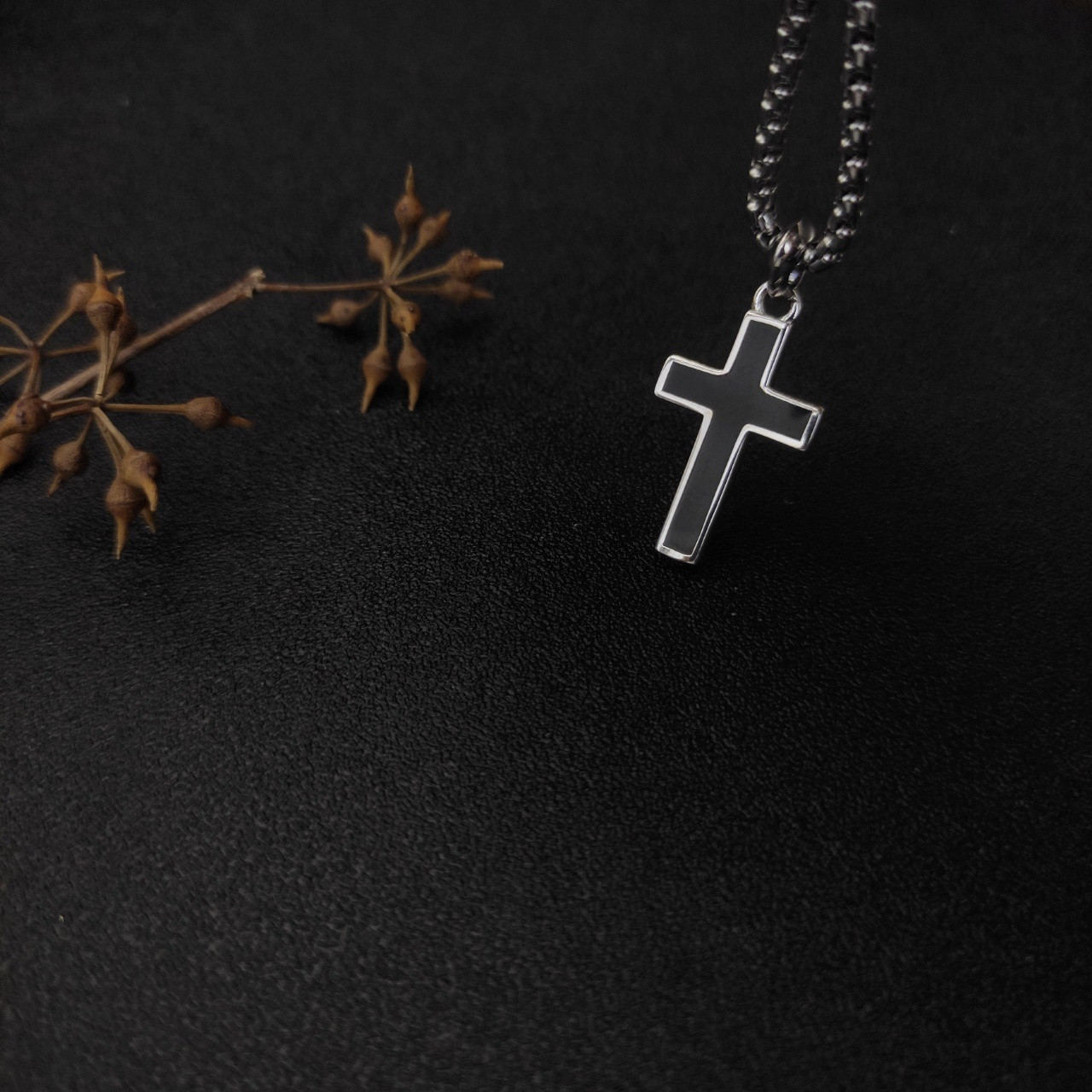 David Yurman black cross Necklace(Chain length 50+5cm delay chain Chain thickness 3mm)