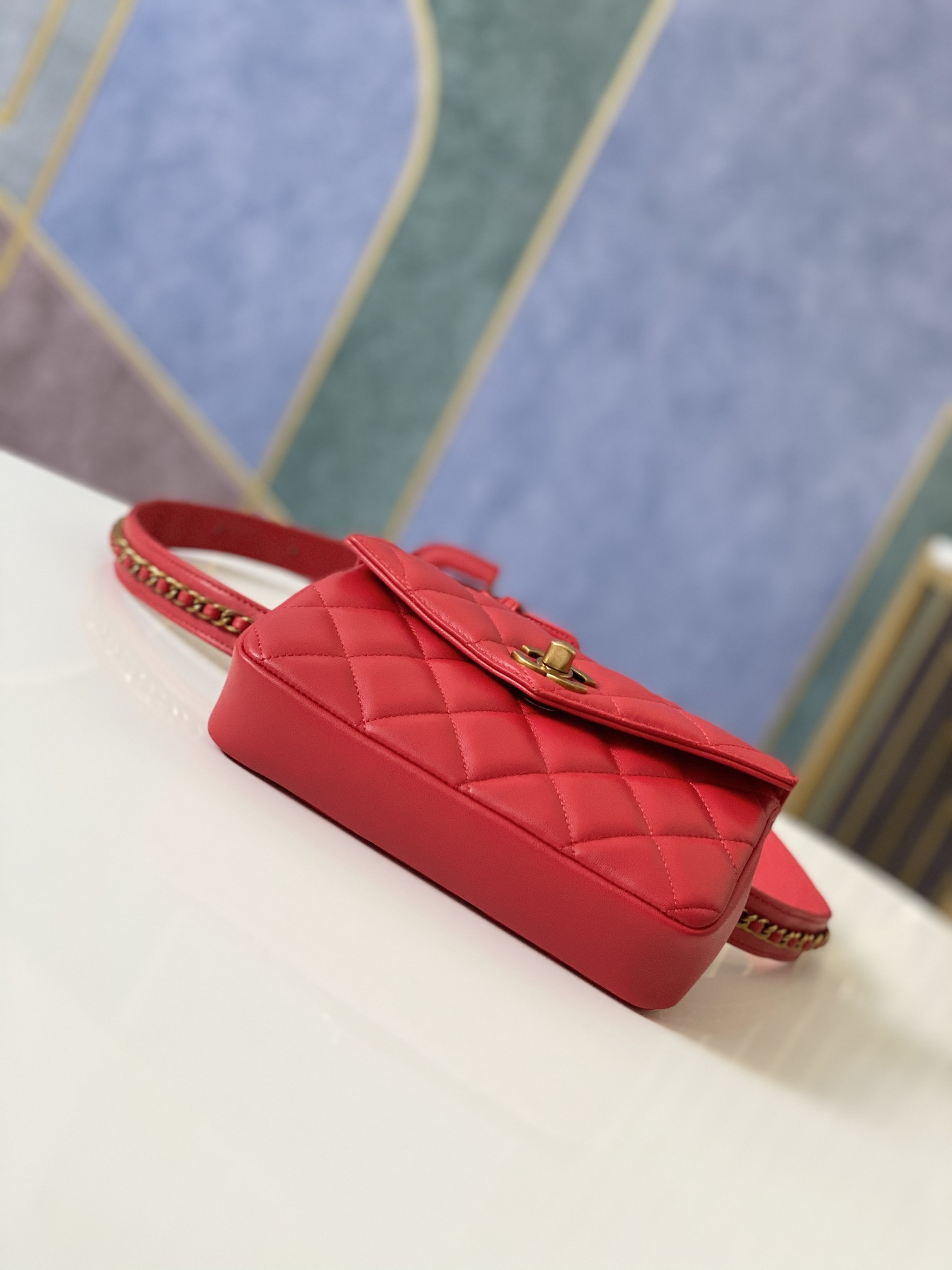 Ch**el quilted waist bag 18x12x3.5cm