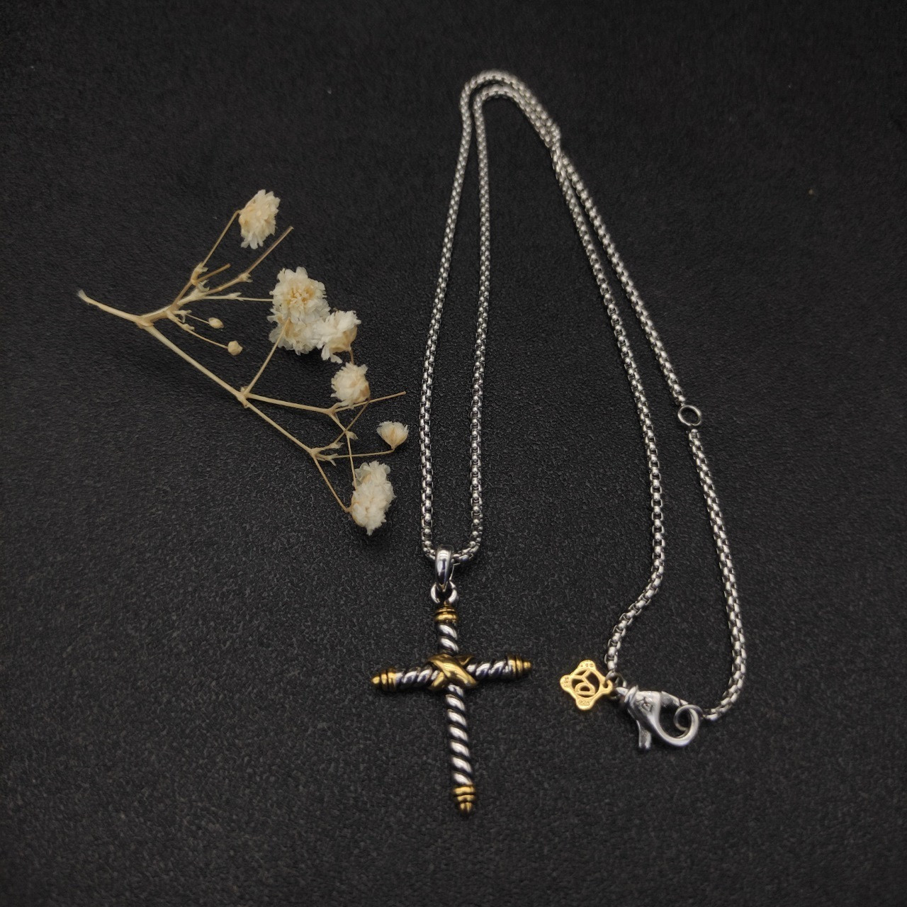 David Yurman Cross Necklace(Chain length 45+5cm delay chain Chain thickness 2mm)