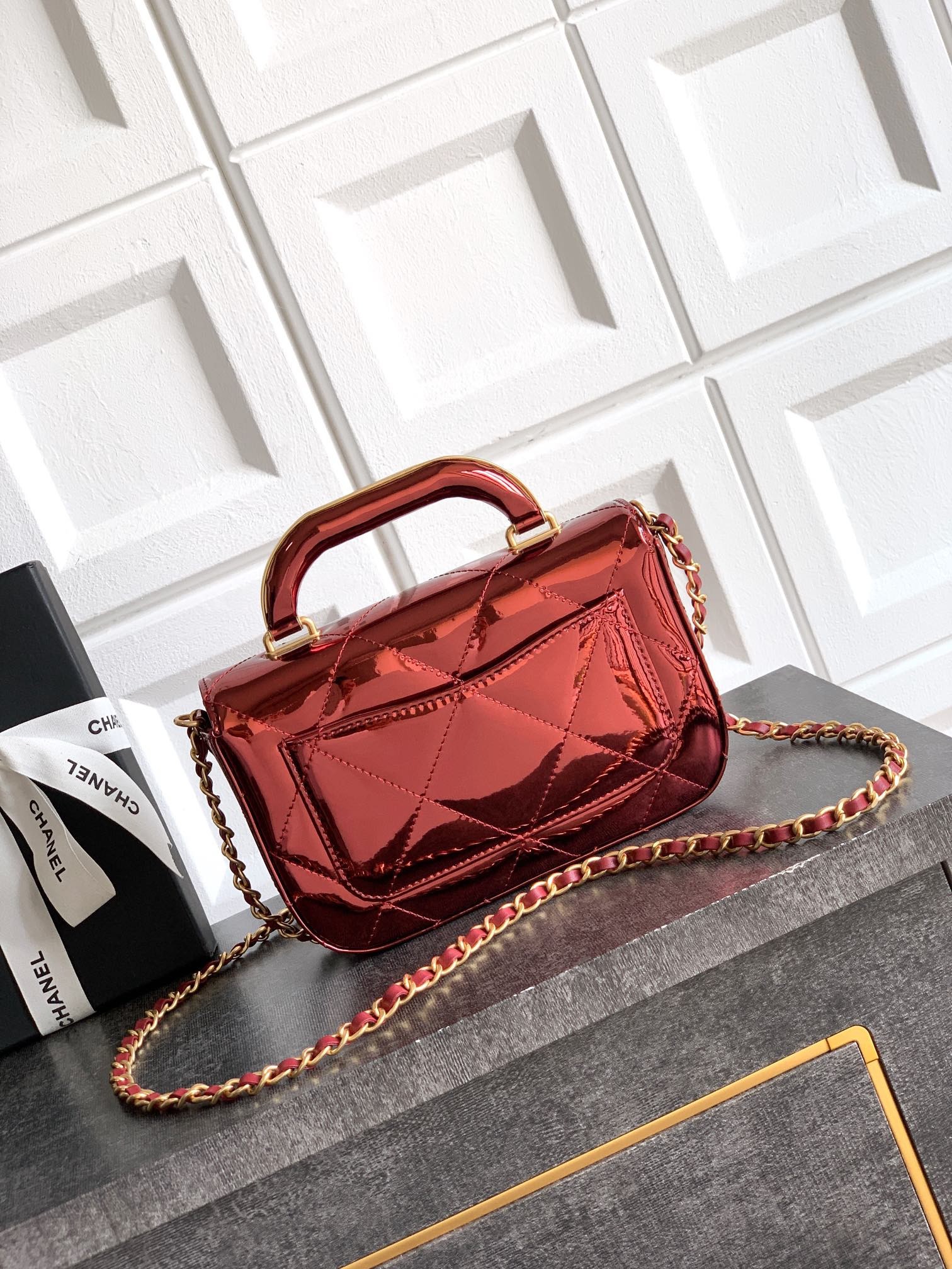 Ch**el Mini Flap Bag with Top Handle 13x18.5x4.5cm
