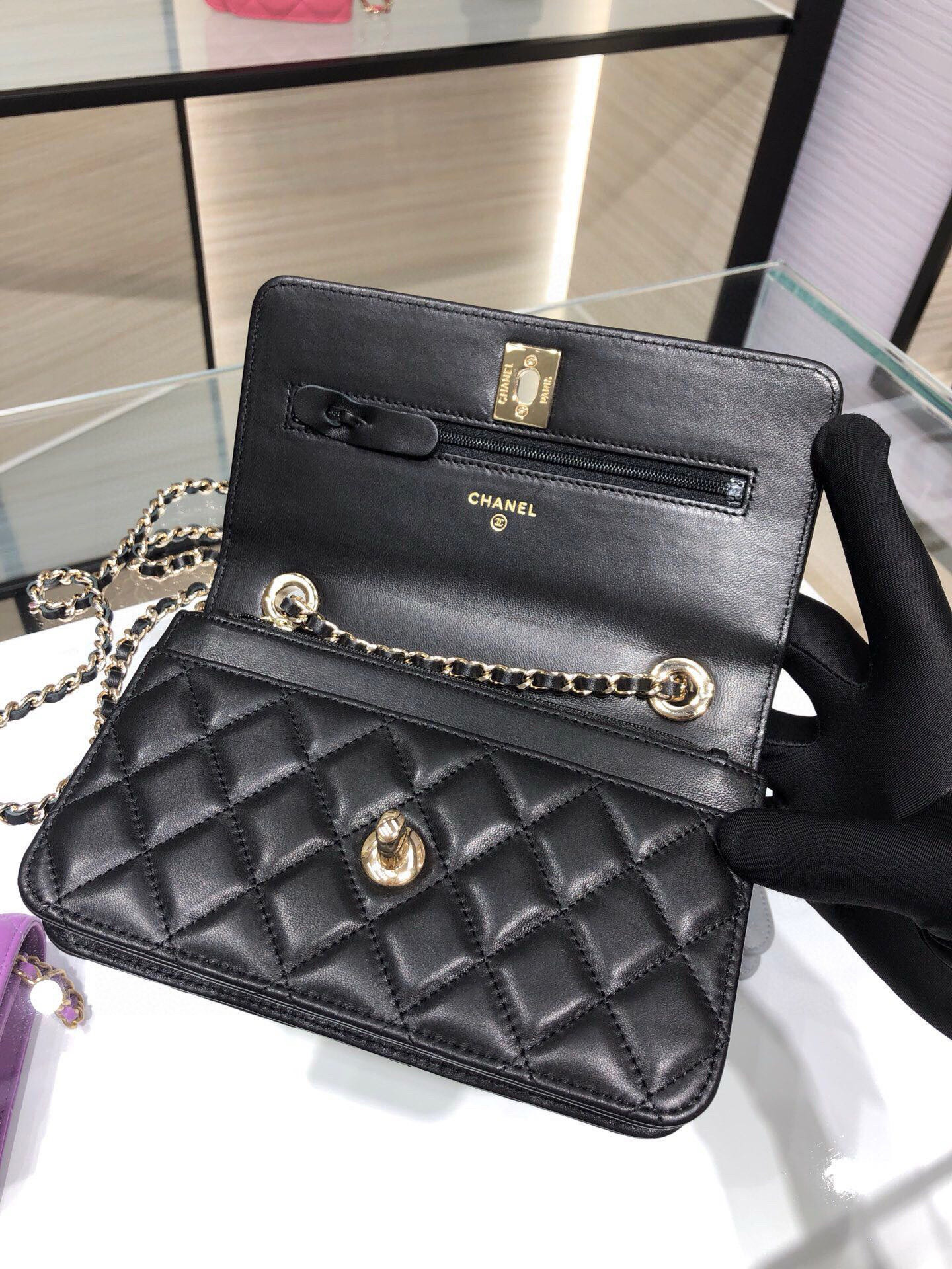 Ch**el woc trendy cc wallet on chain 19x12x3.5cm
