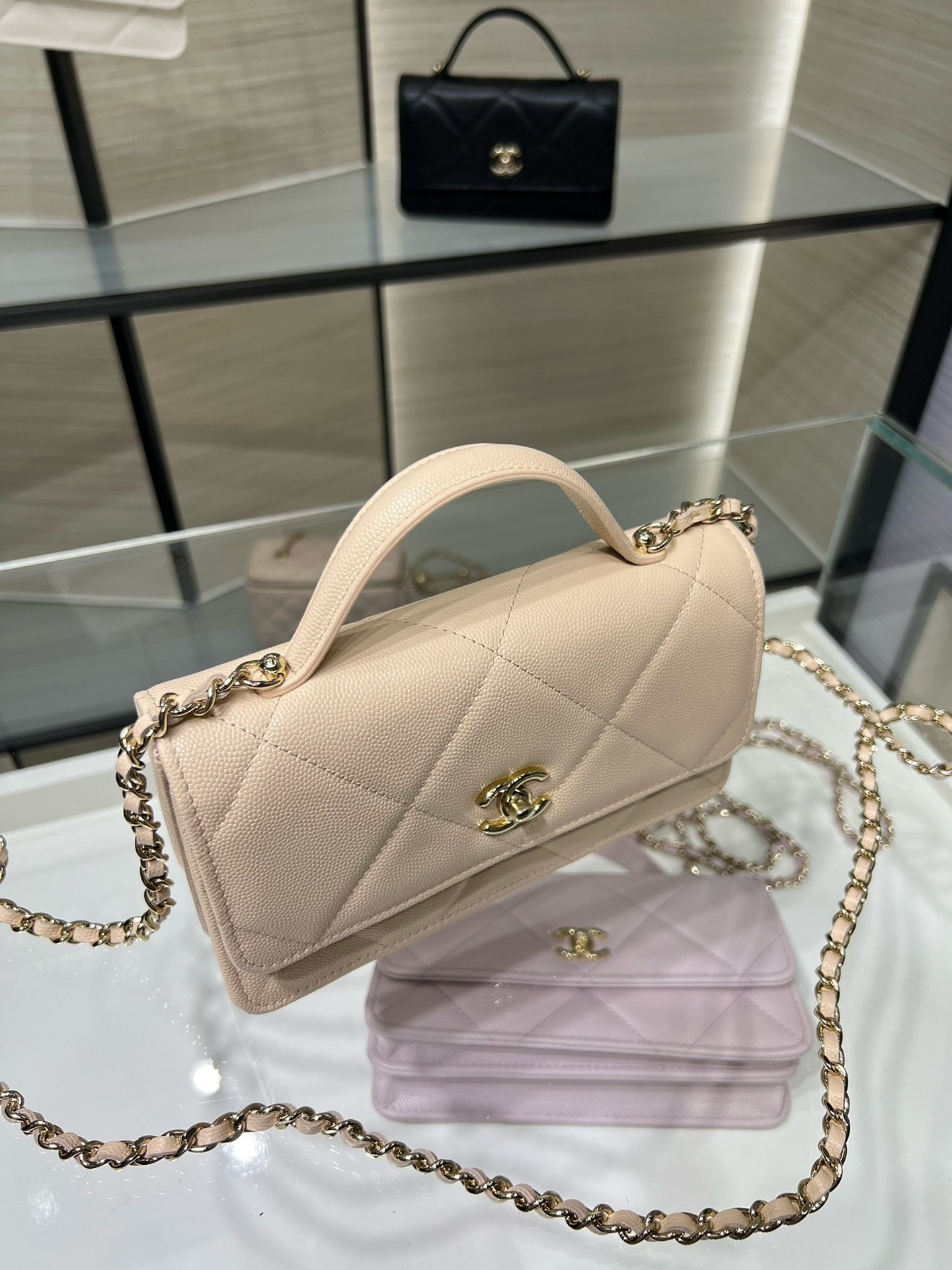 Chanel FLAP BAG WITH TOP HANDLE WALLET ON CHAIN 11x18.5x6cm