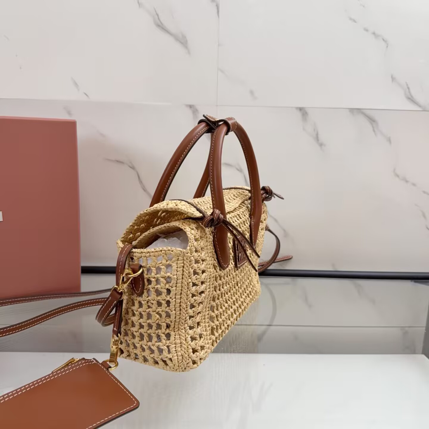 M1v M1v raffia handbag 14x25.5x9.5cm