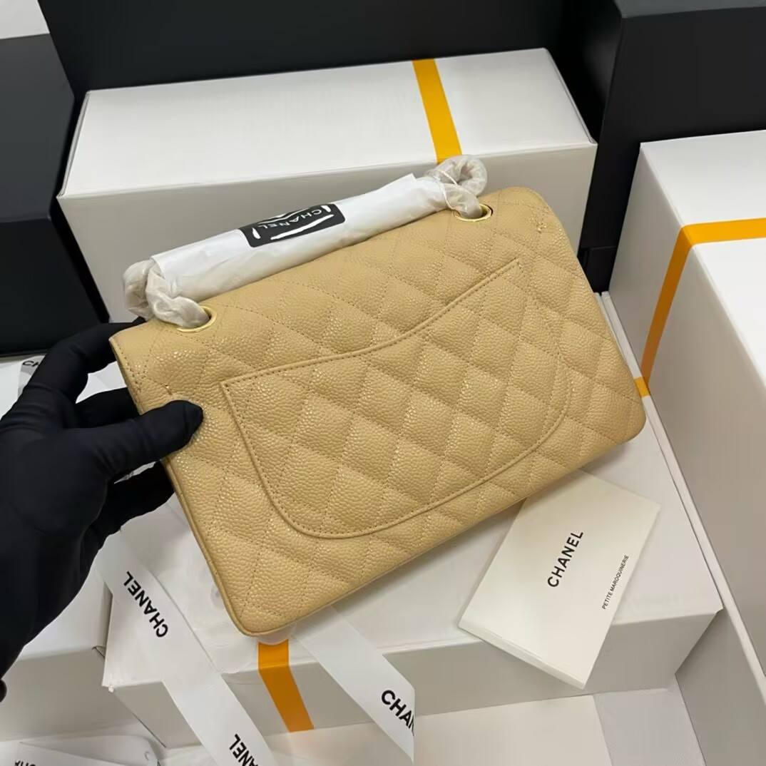 Ch**el SMALL CLASSIC HANDBAG GRAINED CALFSKIN 14.5×23×6cm