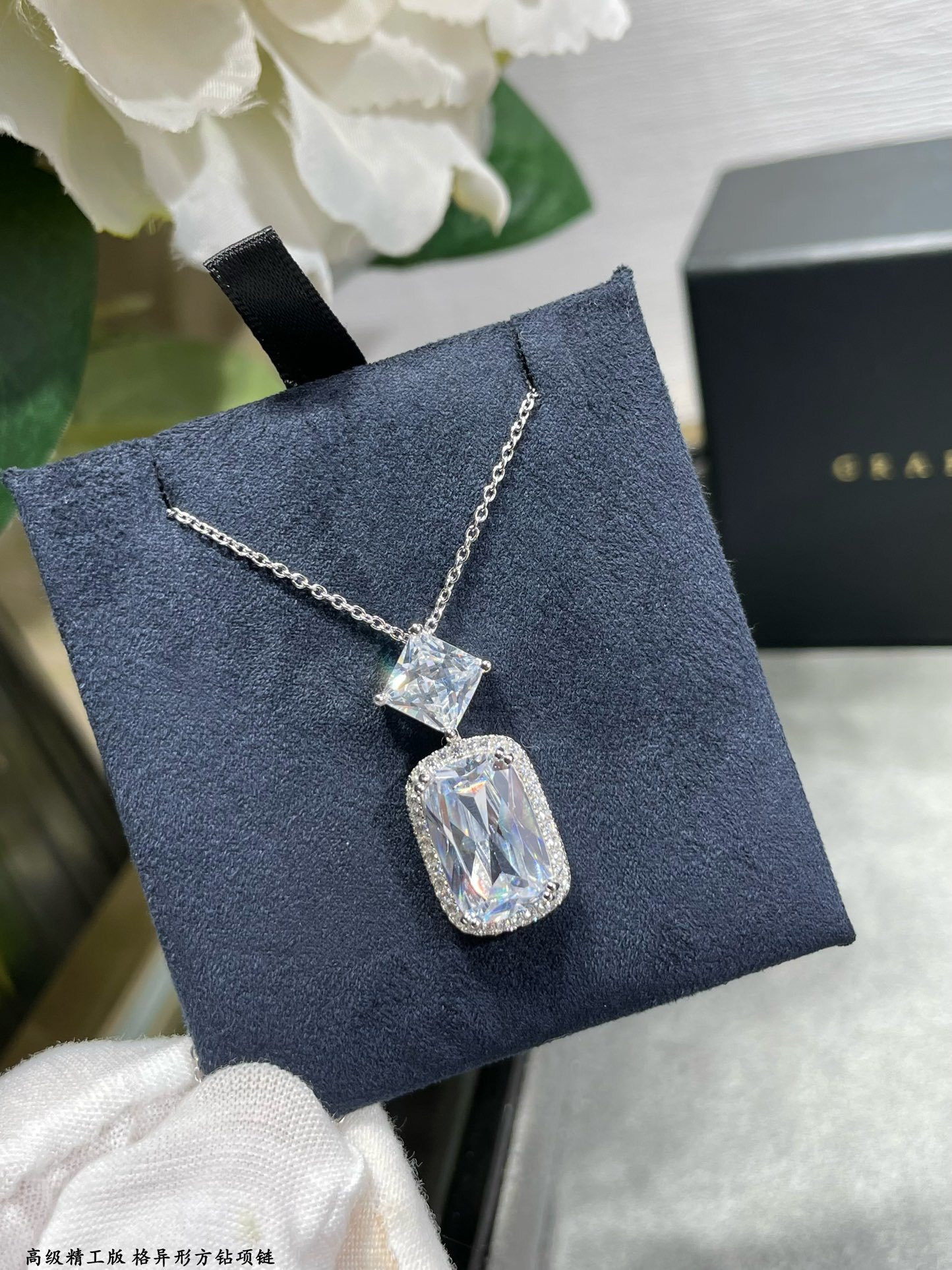 Graff Square D1am0nd Necklace Ag925