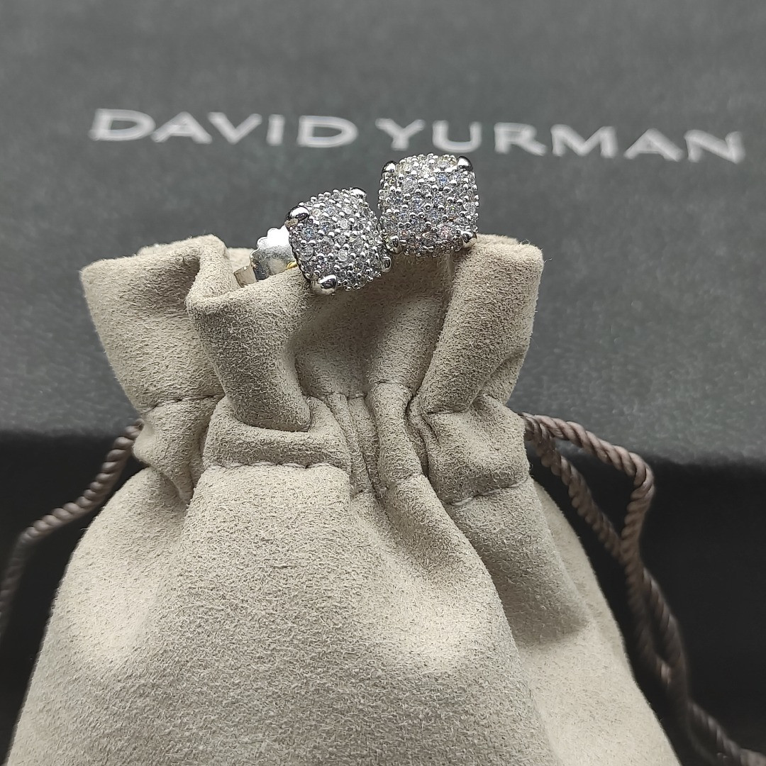 David Yurman 9mm Four claws full of D1am0nds Earrings