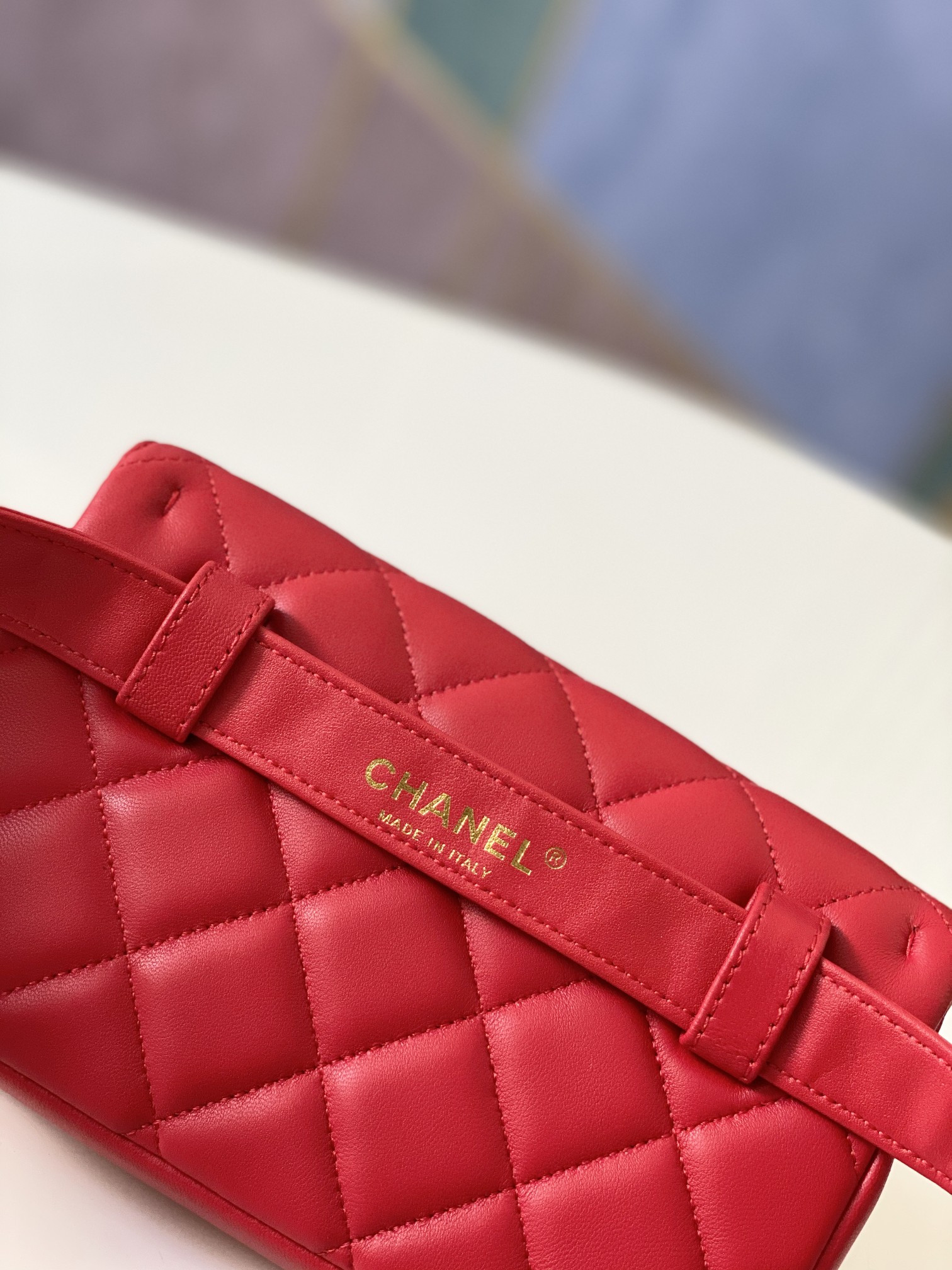 Ch**el quilted waist bag 18x12x3.5cm