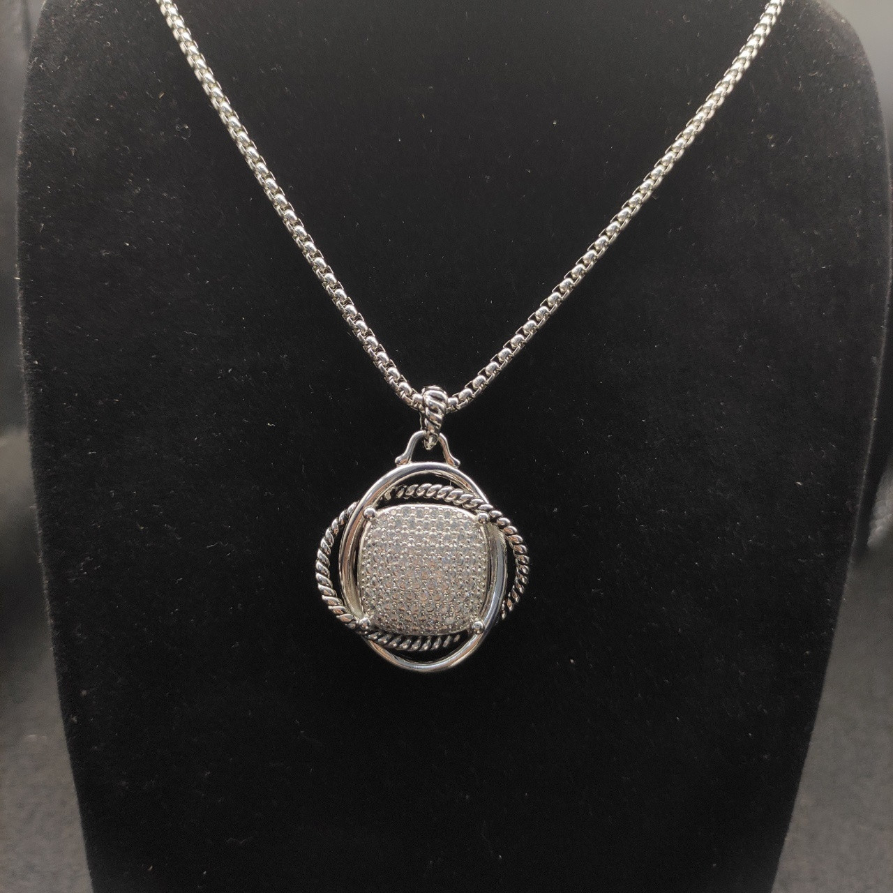 David Yurman 32mm Square D1am0nd Necklace(Chain length 50+5cm delay chain Chain thickness 3mm)