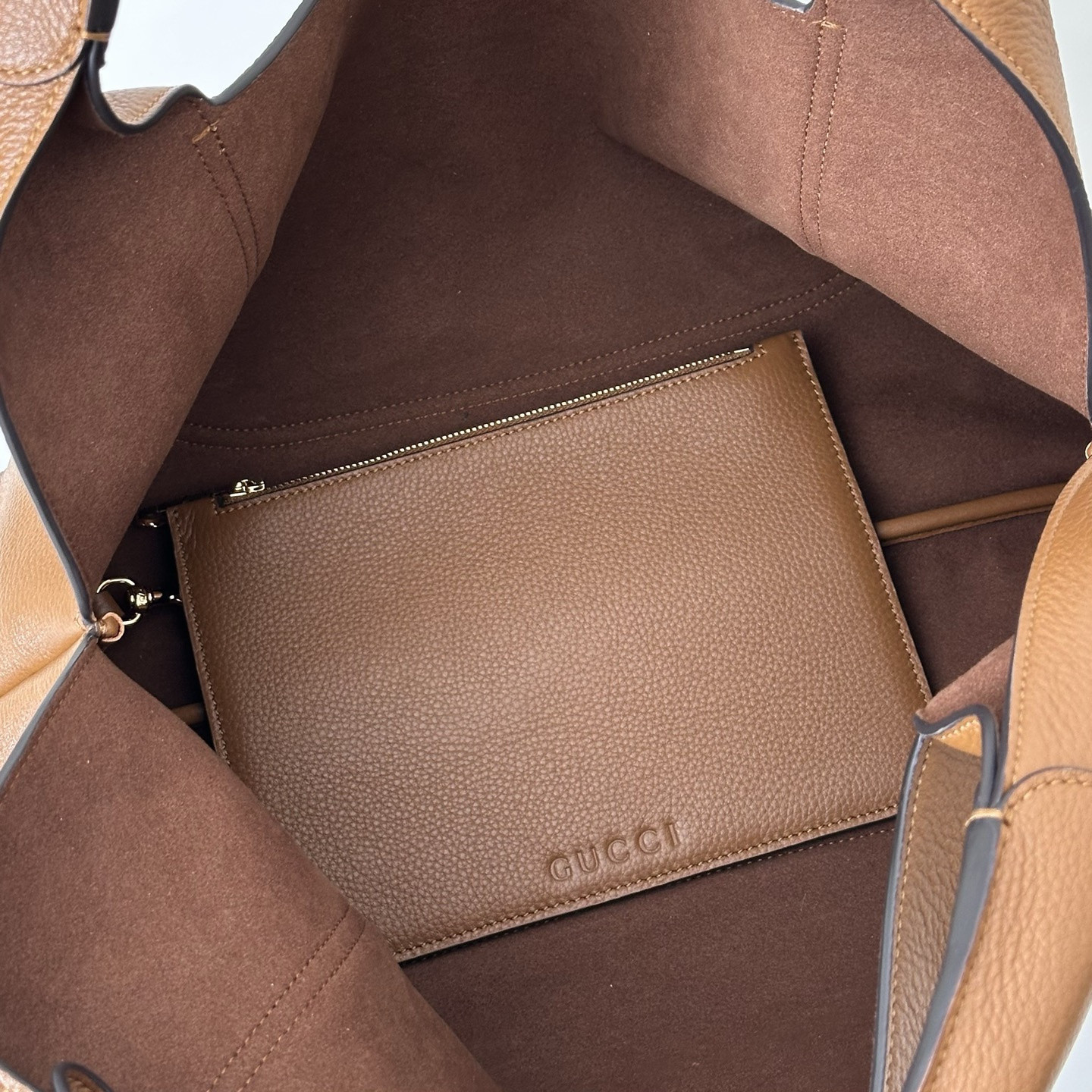 Gvc*1 Softbit Maxi Shoulder Bag Brown Leather 46x26x16cm