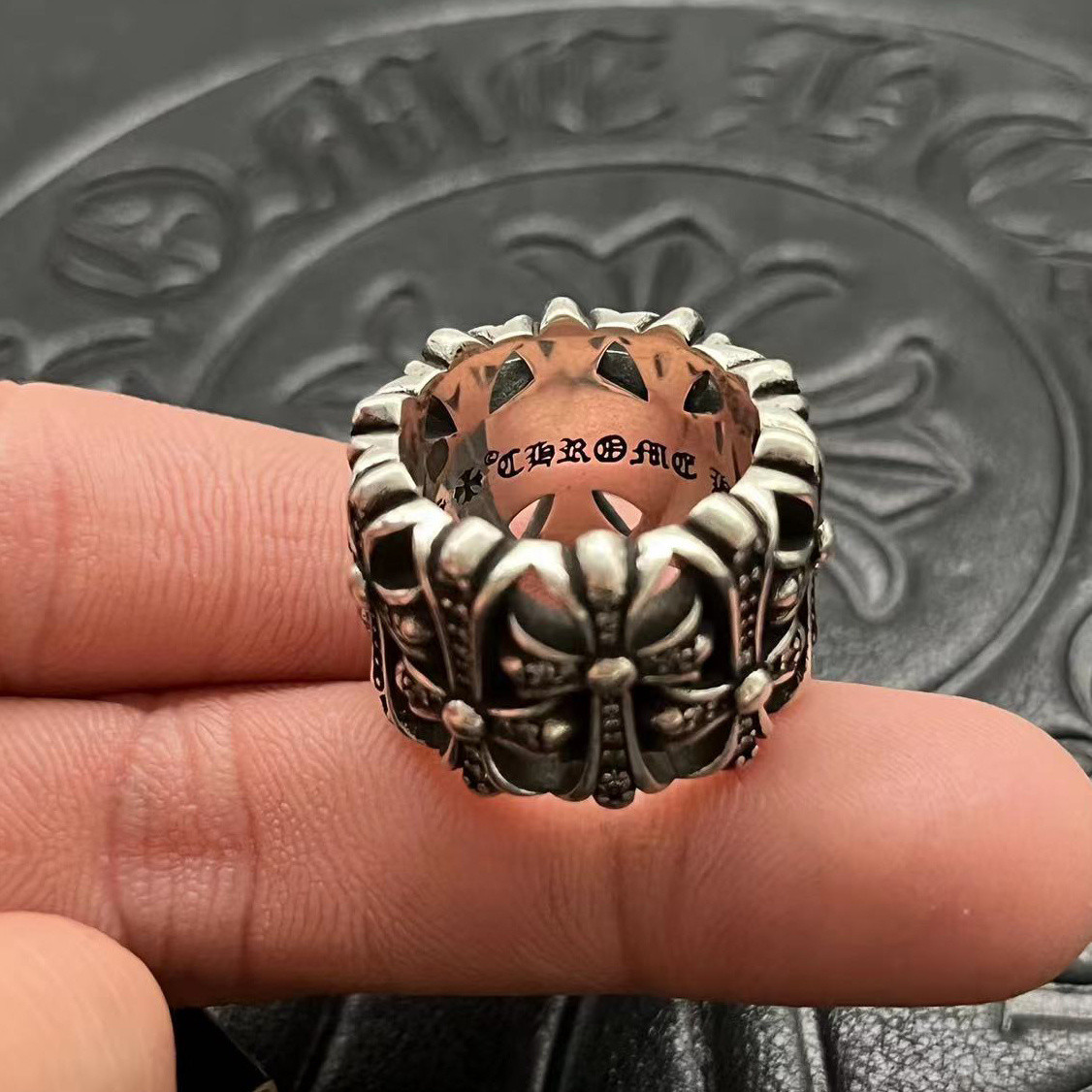 Ch*0me He**ts Cross Ring