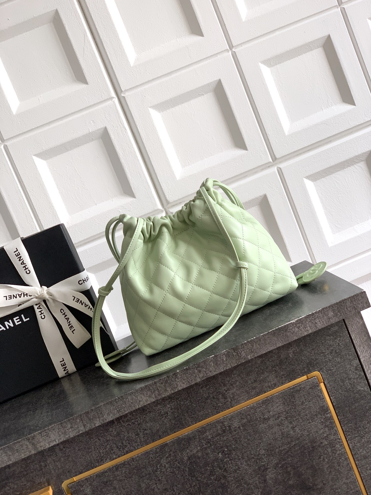Ch**el clutch with leather strap ap5227 17x22x8cm