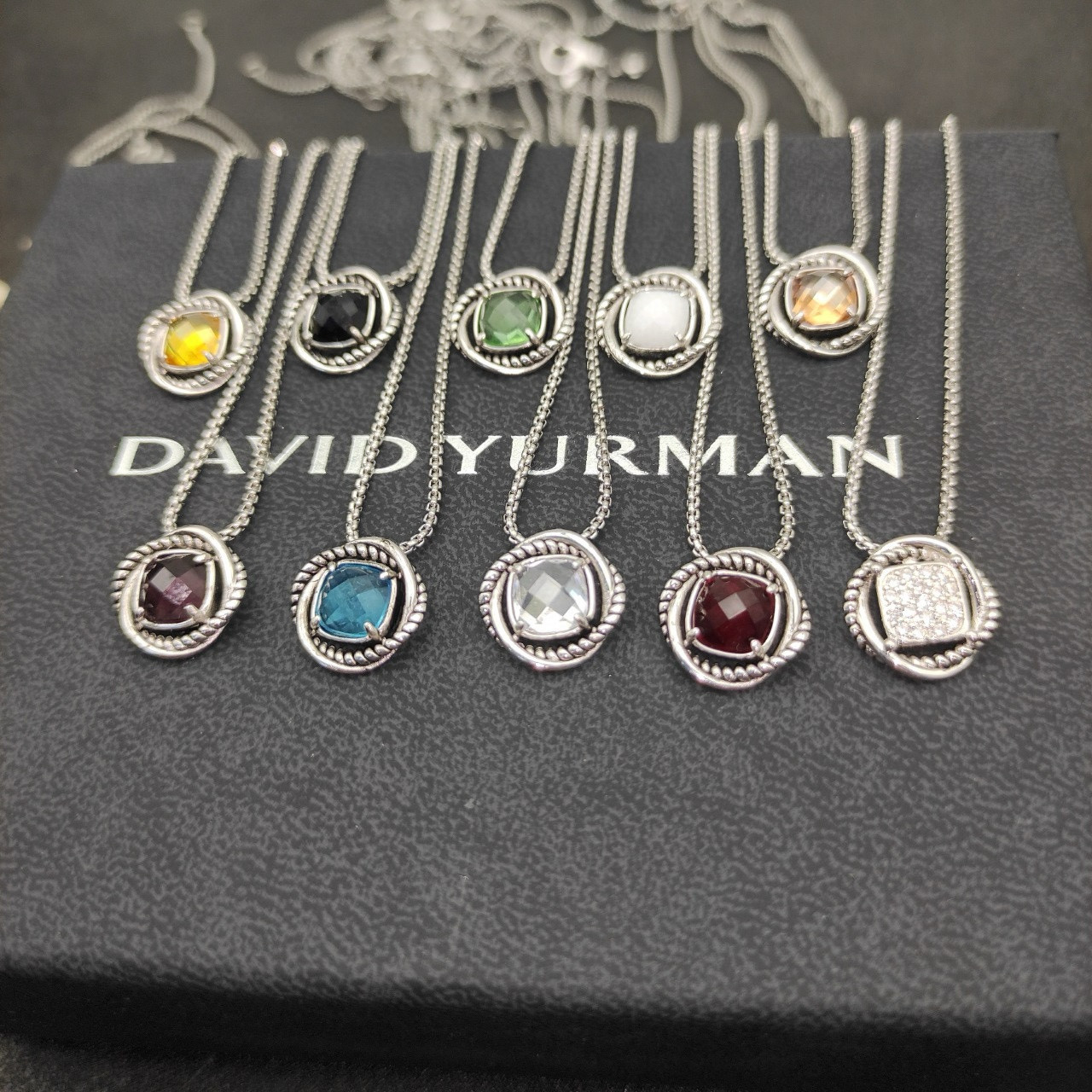 David Yurman Square D1am0nd Necklace(Main stone 7mm, chain thickness 1.5mm, length 45+5cm delay chain)