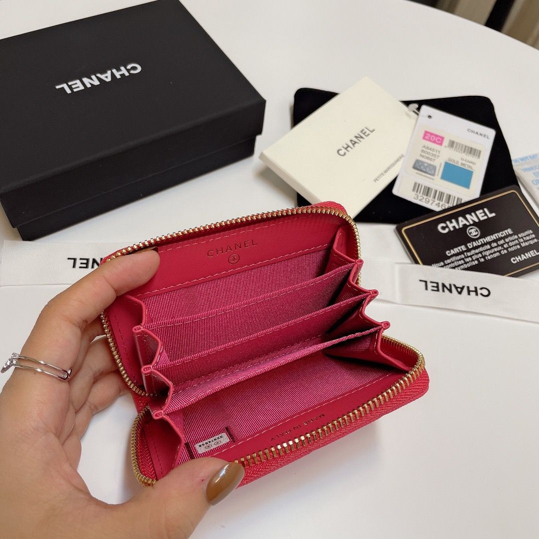 Ch**el ZIPPED COIN PURSE 7.5x11x2.5cm