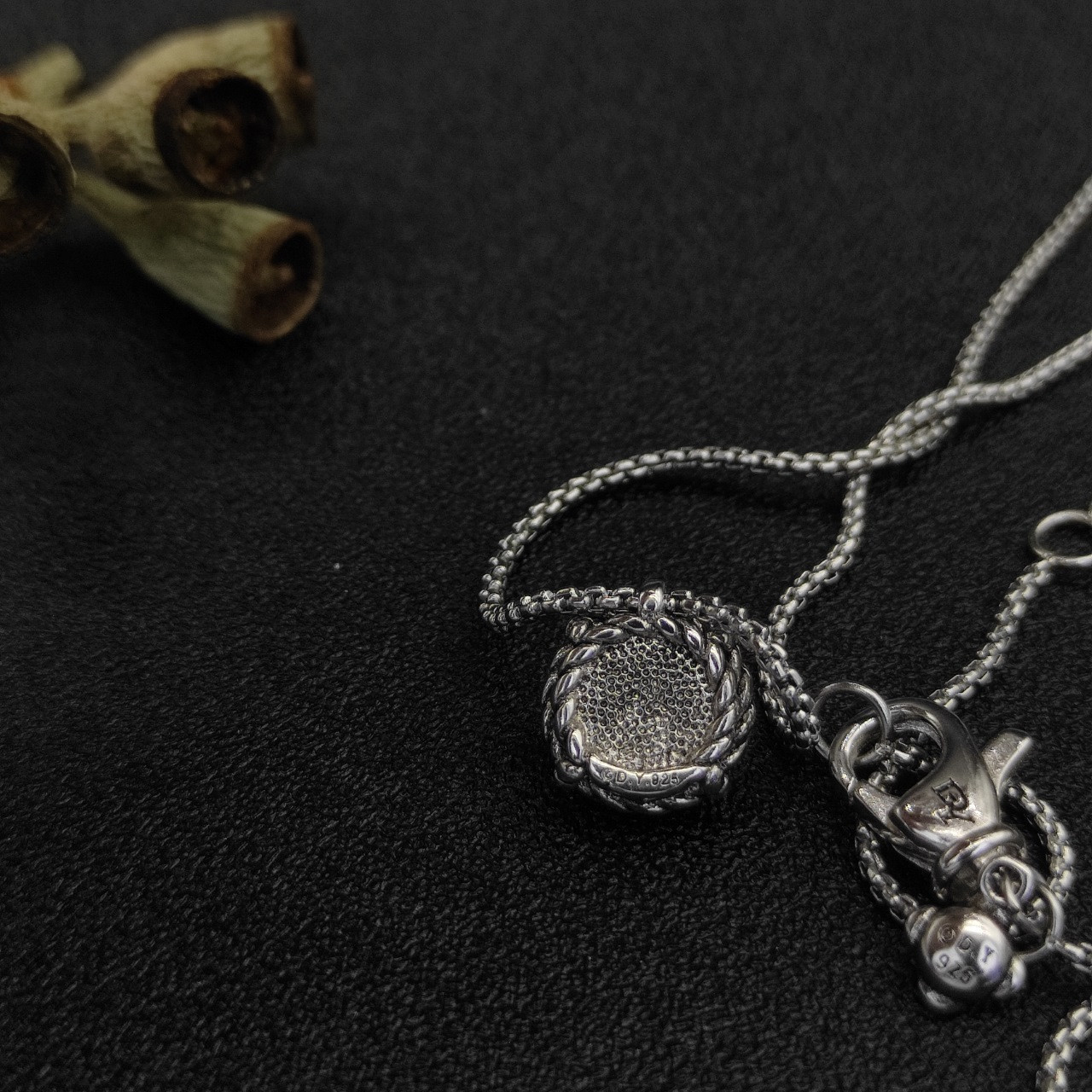 David Yurman four claw gem Necklace(Main stone 8mm, chain thickness 1.5mm, length 45+5cm delay chain)