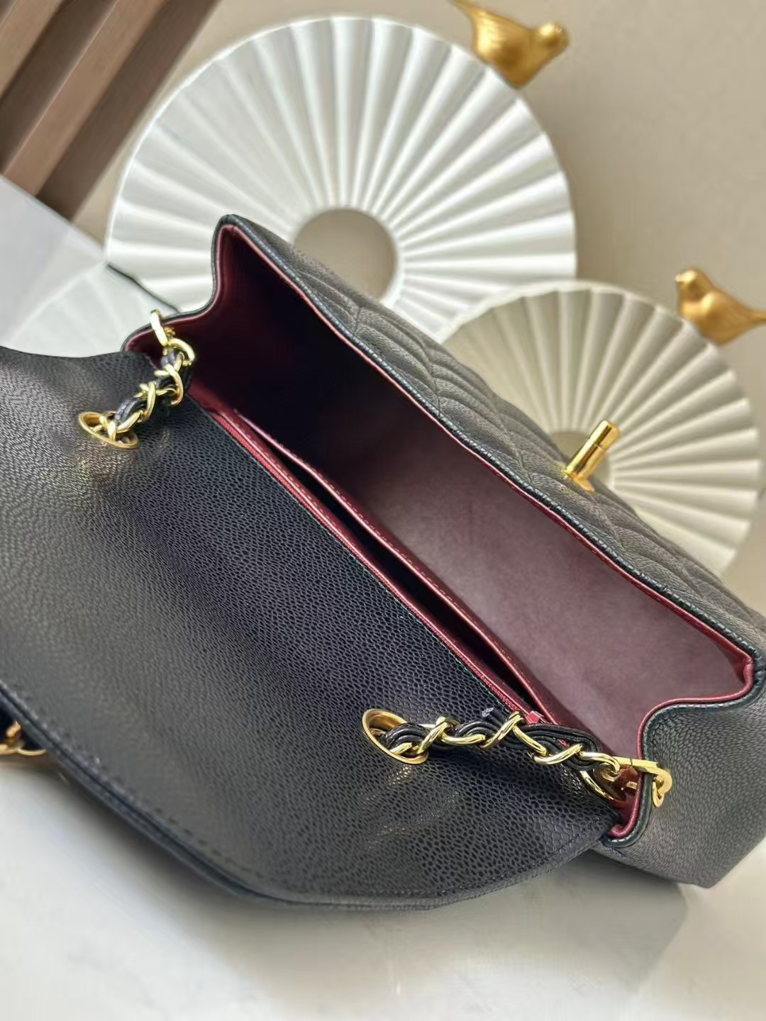 Ch**el Small Diana Flap Bag Caviar Gold Hardware 22.5x14x7cm