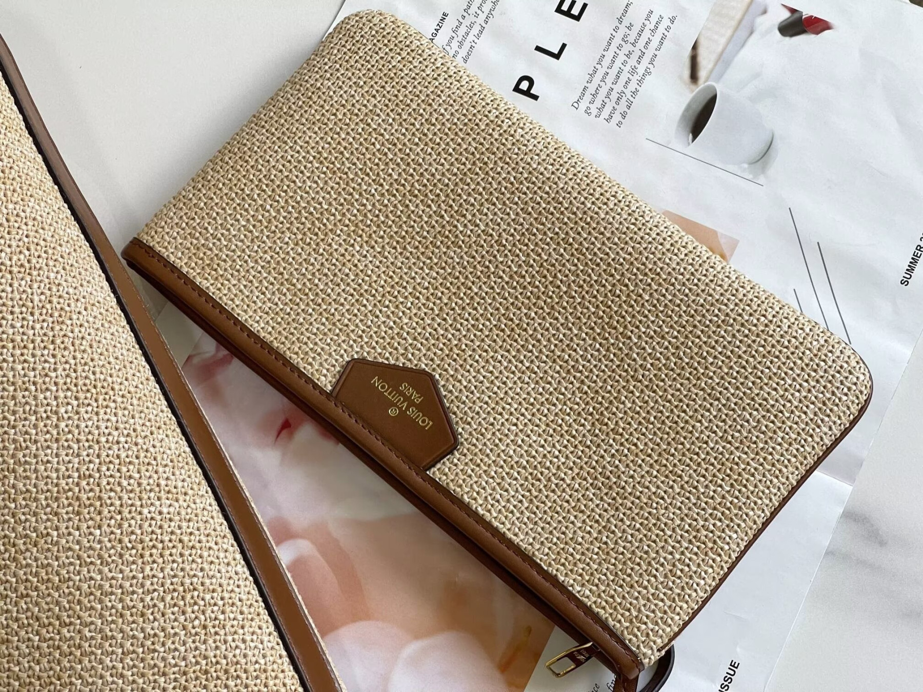 LV Raffia Saint Jacqves Tote M59963 22.5x13.5x7cm