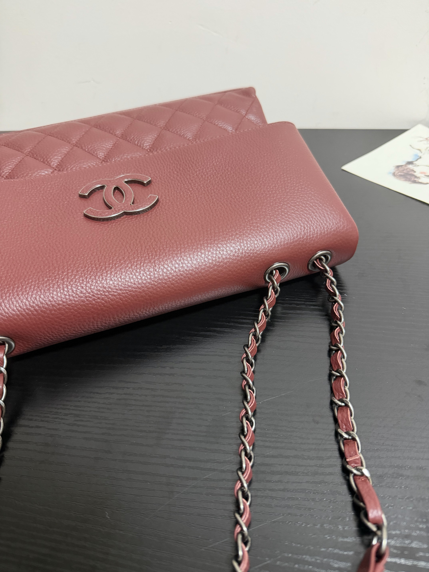 Ch**el hampton flap handbag as7095 32x19x7.5cm