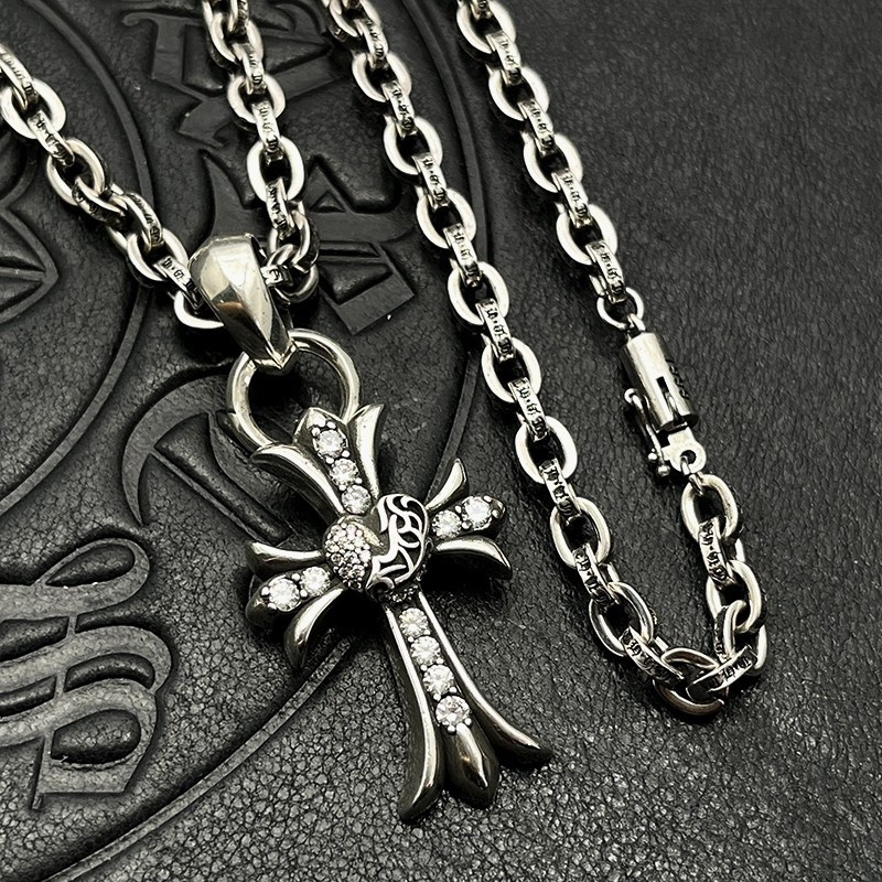 Ch*0me He**ts Cross Necklace