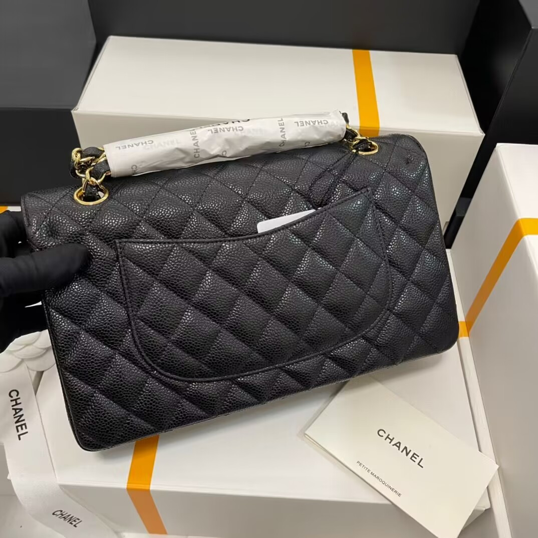 Ch**el CLASSIC HANDBAG GRAINED CALFSKIN 6 × 9.9 × 2.5 in