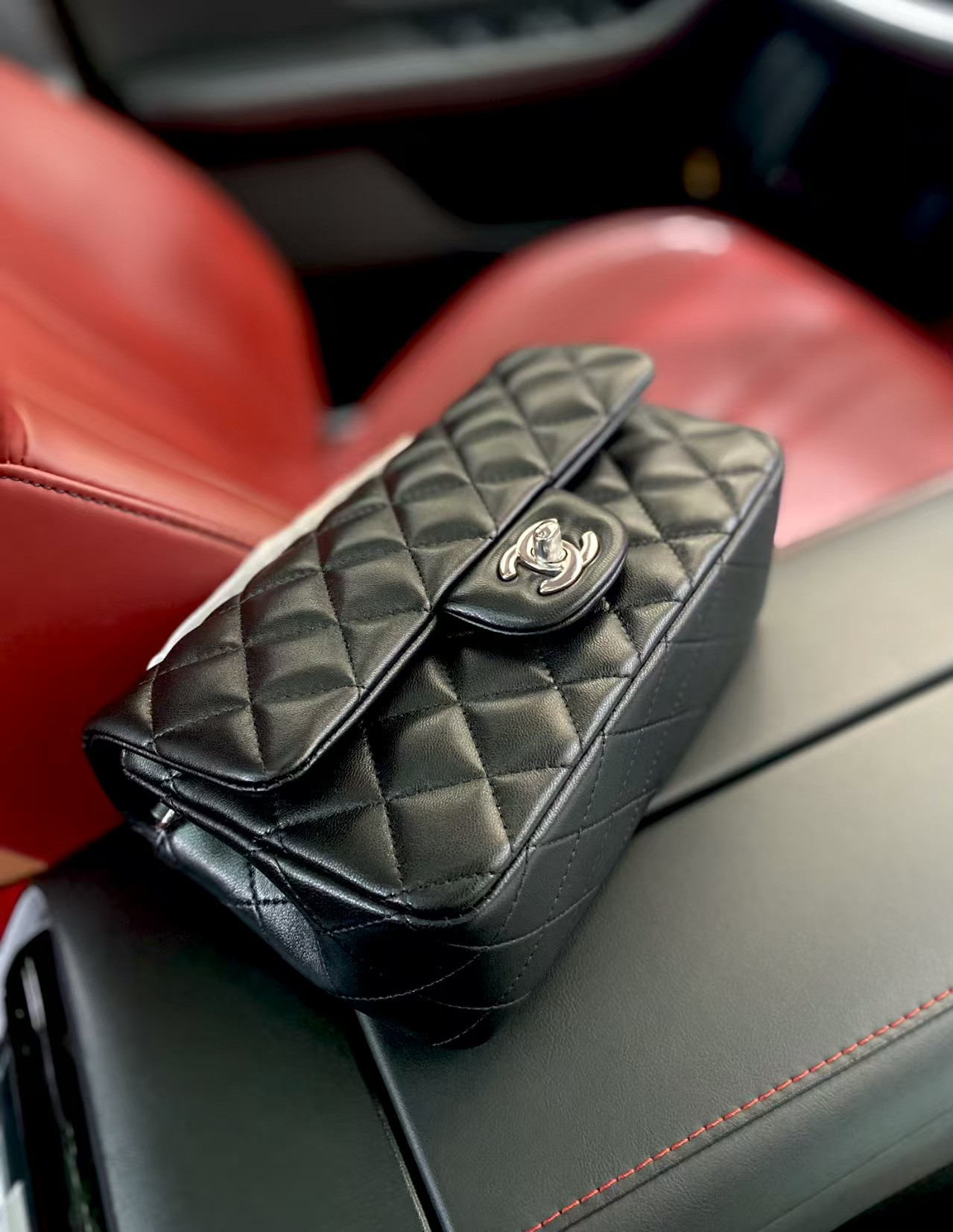 Ch**el Mini Flap Bag Black 12x20x6cm