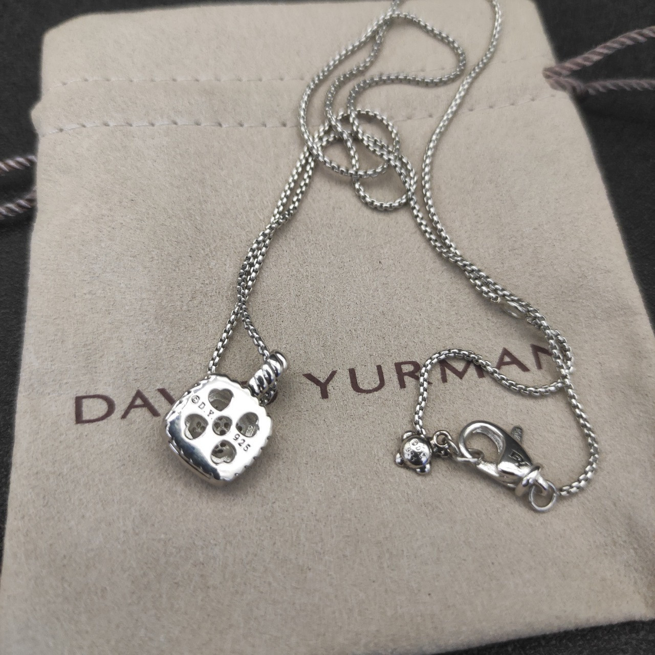 David Yurman Square D1am0nd Necklace(Main stone 7mm, chain thickness 1.5mm, length 45+5cm delay chain)