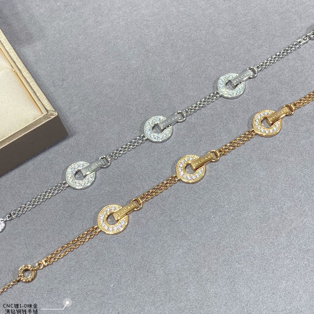 Bv1g*ai Full D1am0nd copper coin Bracelet