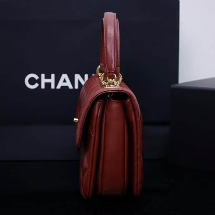 Ch**el flap bag with top handle 17x25x12cm