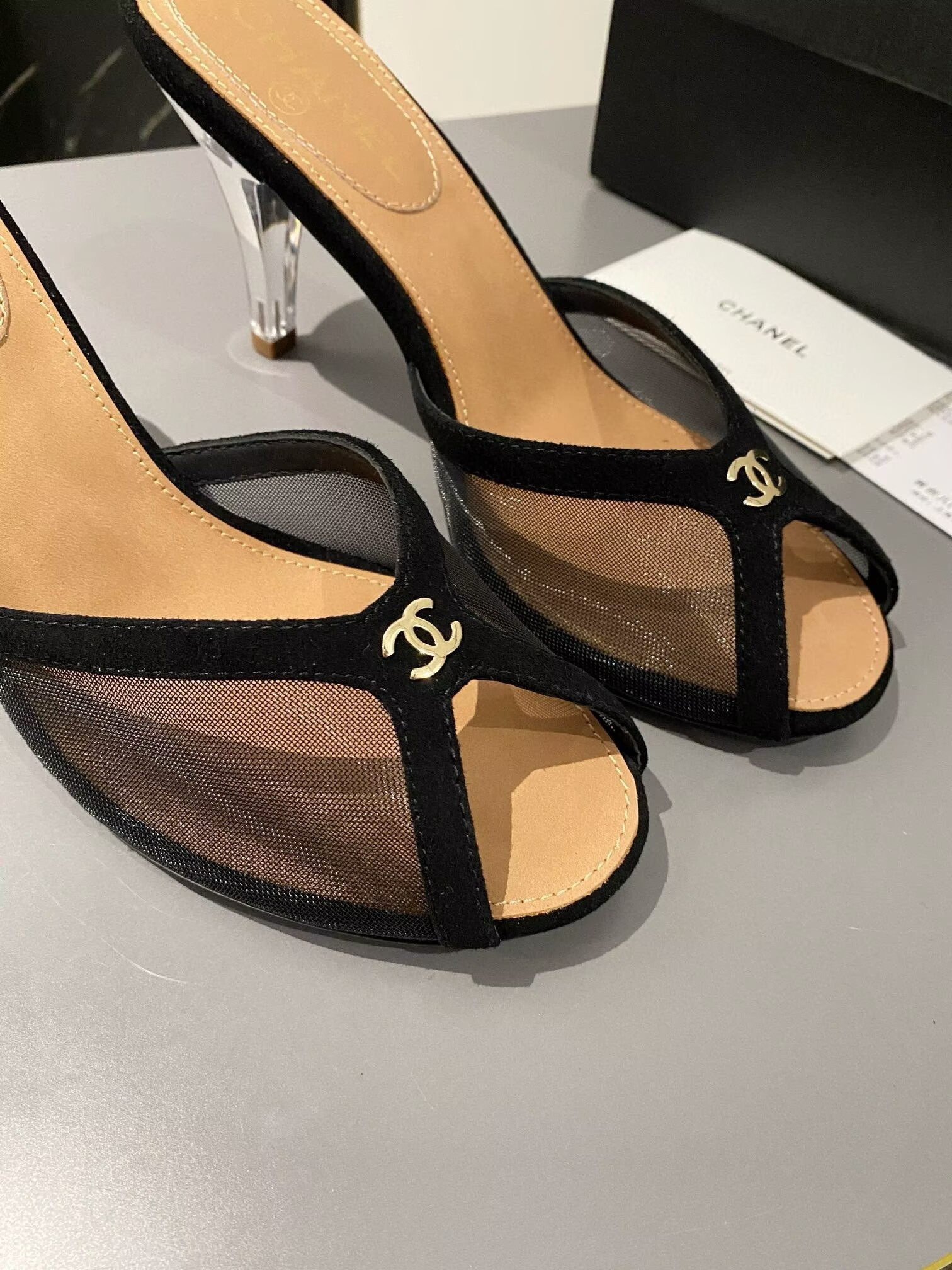 UA Chanel Tulle Open-toe Sandals