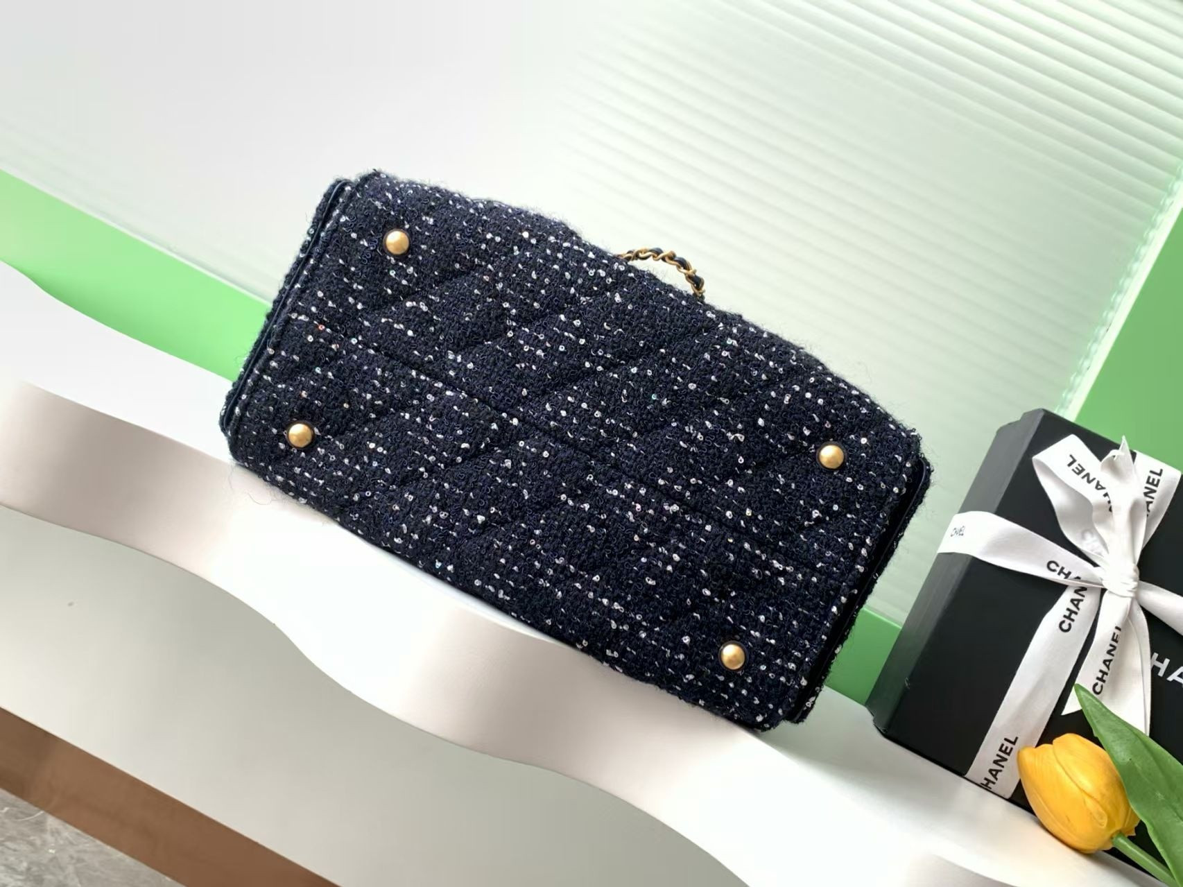 Ch**el 25 Bucket Tweed Bag 26x30x14cm