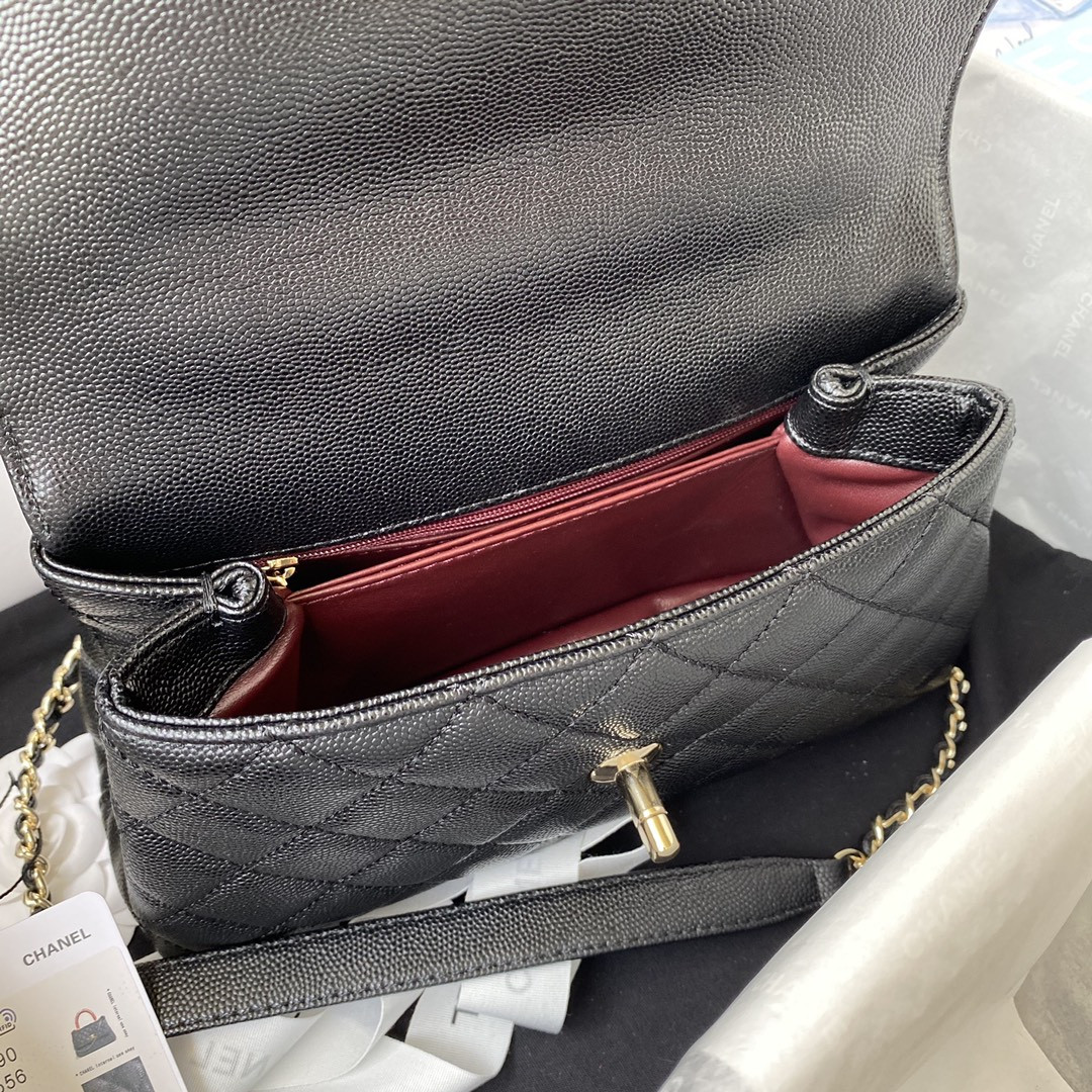 Ch**el COCO Flap Bag with Top Handle A92990 24x14x10cm