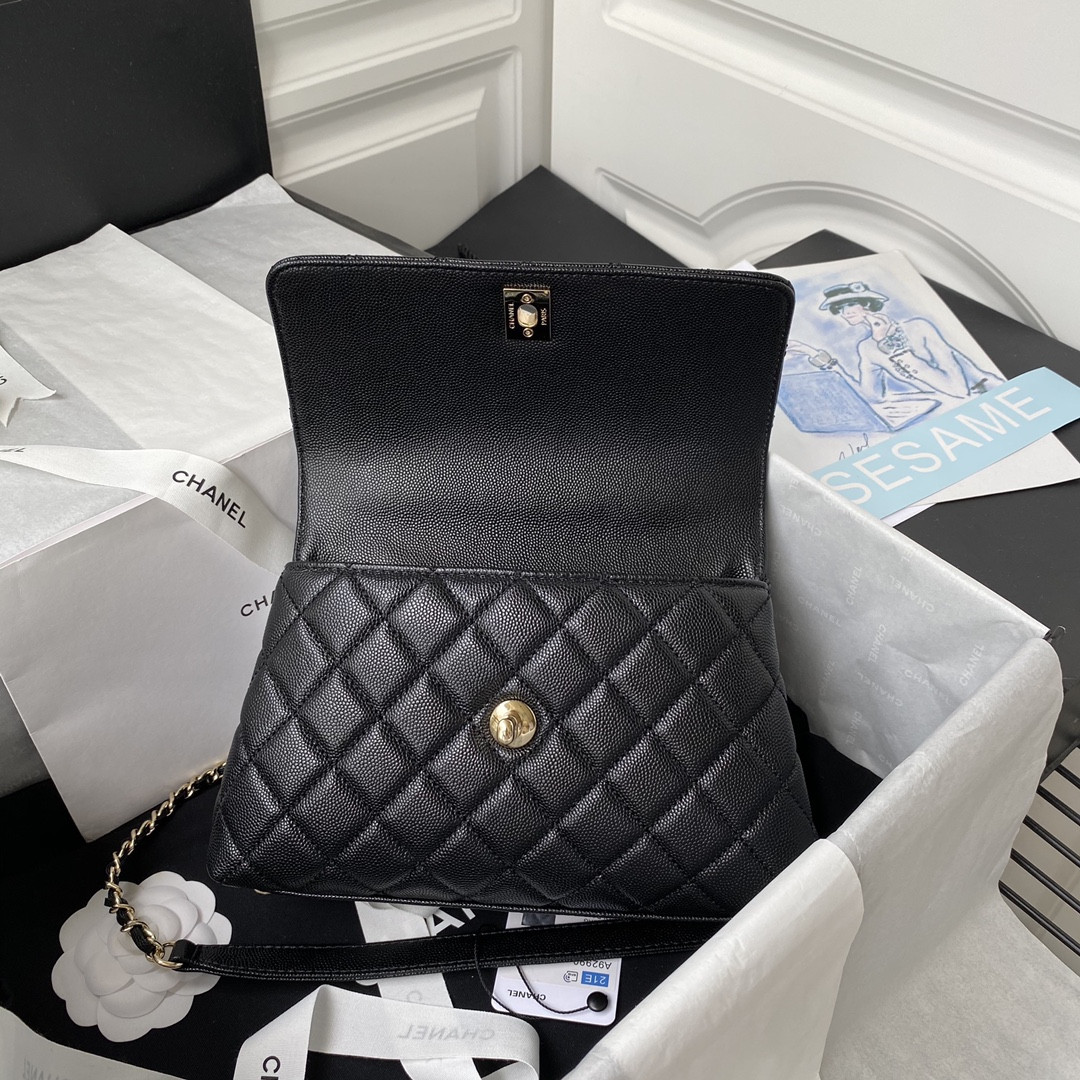 Ch**el COCO Flap Bag with Top Handle A92990 24x14x10cm