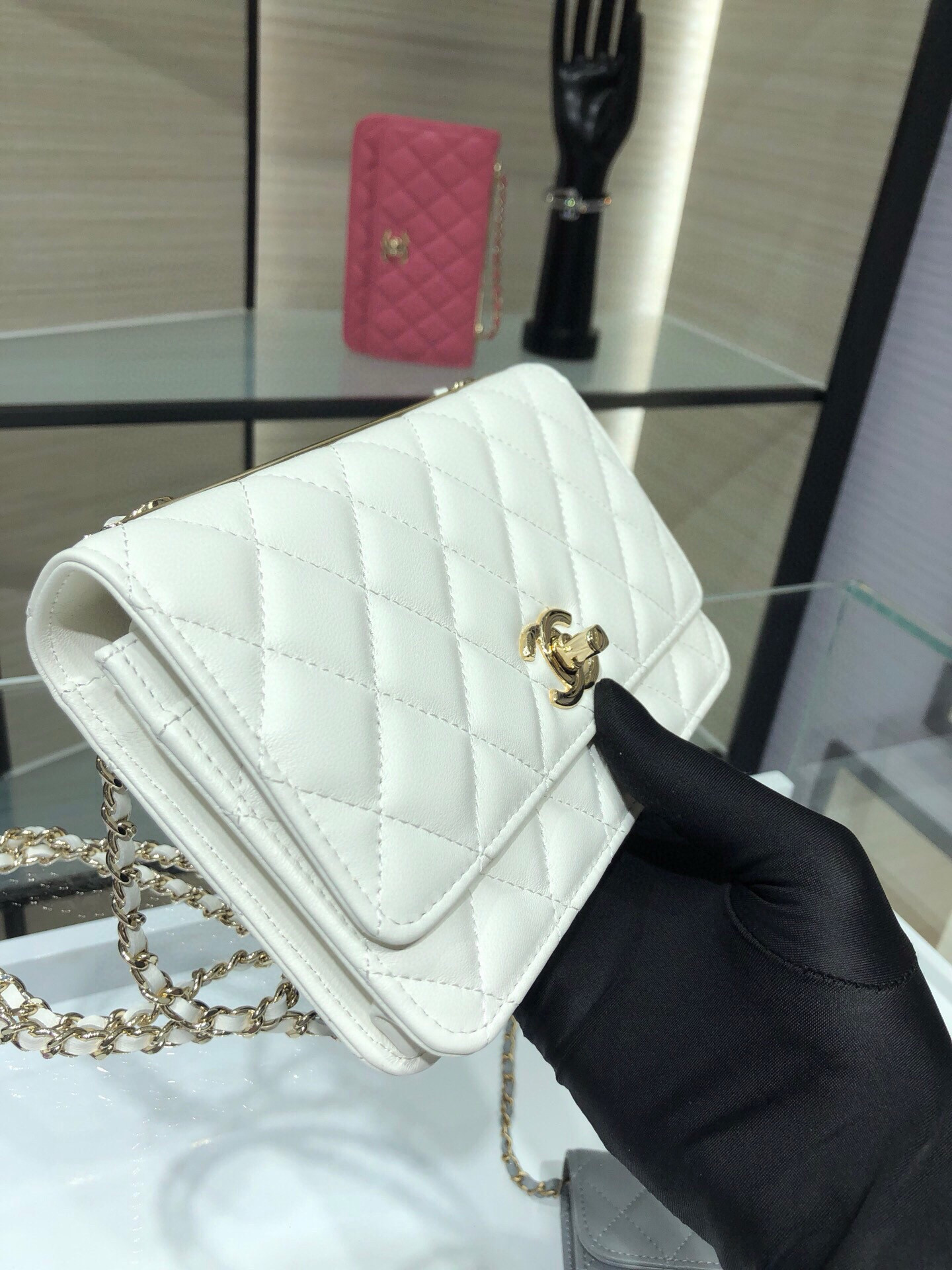 Ch**el woc trendy cc wallet on chain 19x12x3.5cm