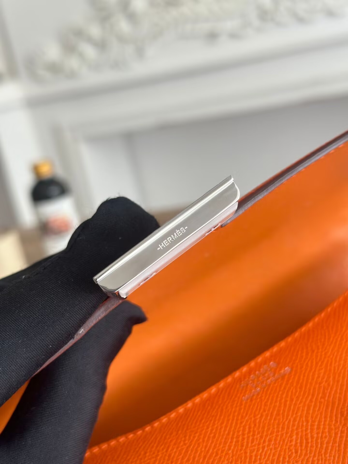 H**me5 Constance 19 Epsom Silver Hardware 7.25" x 6.25" x 2.25"