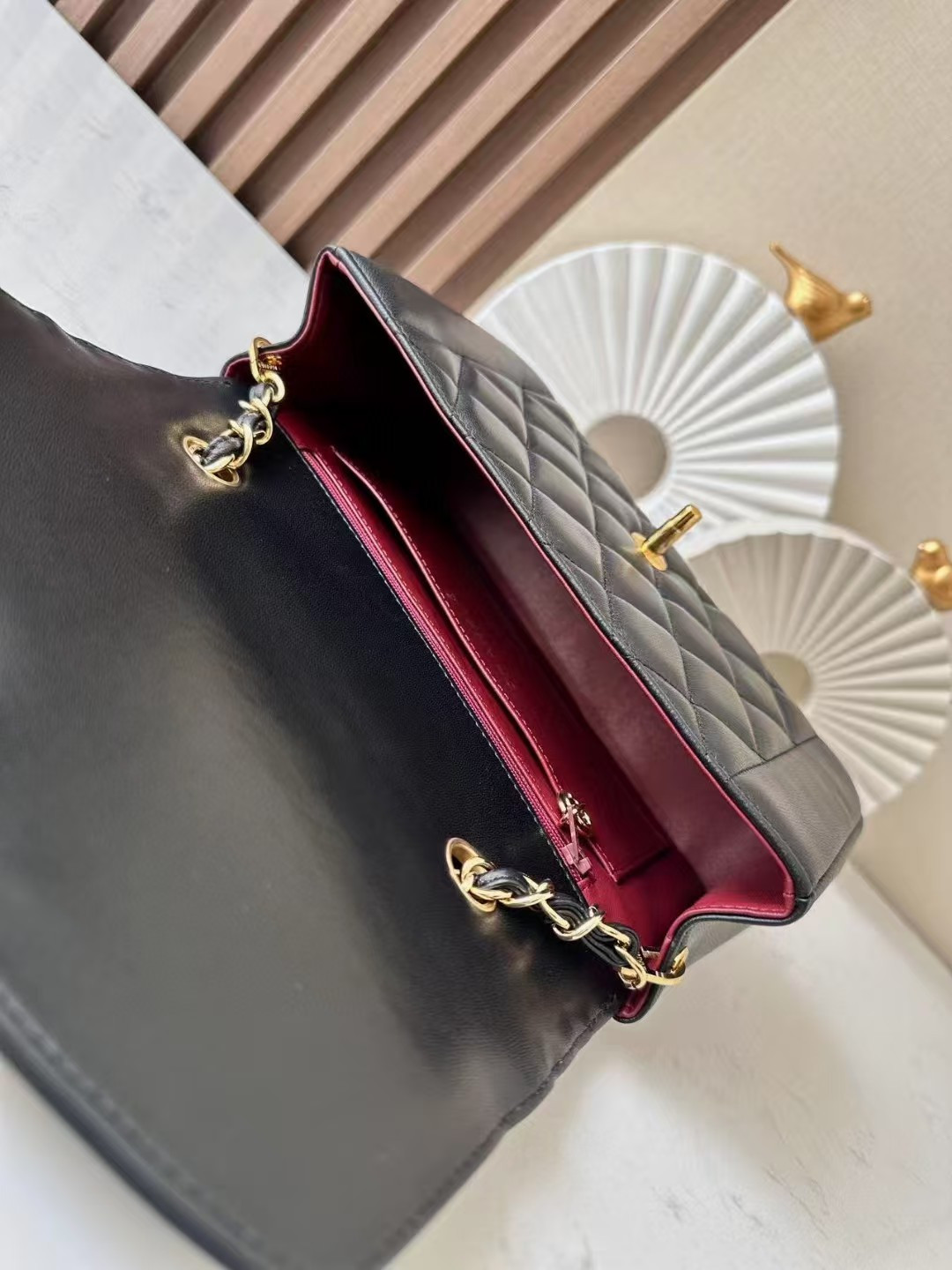 Ch**el Small Diana Flap Bag Lambskin Gold Hardware 22.5x14x7cm