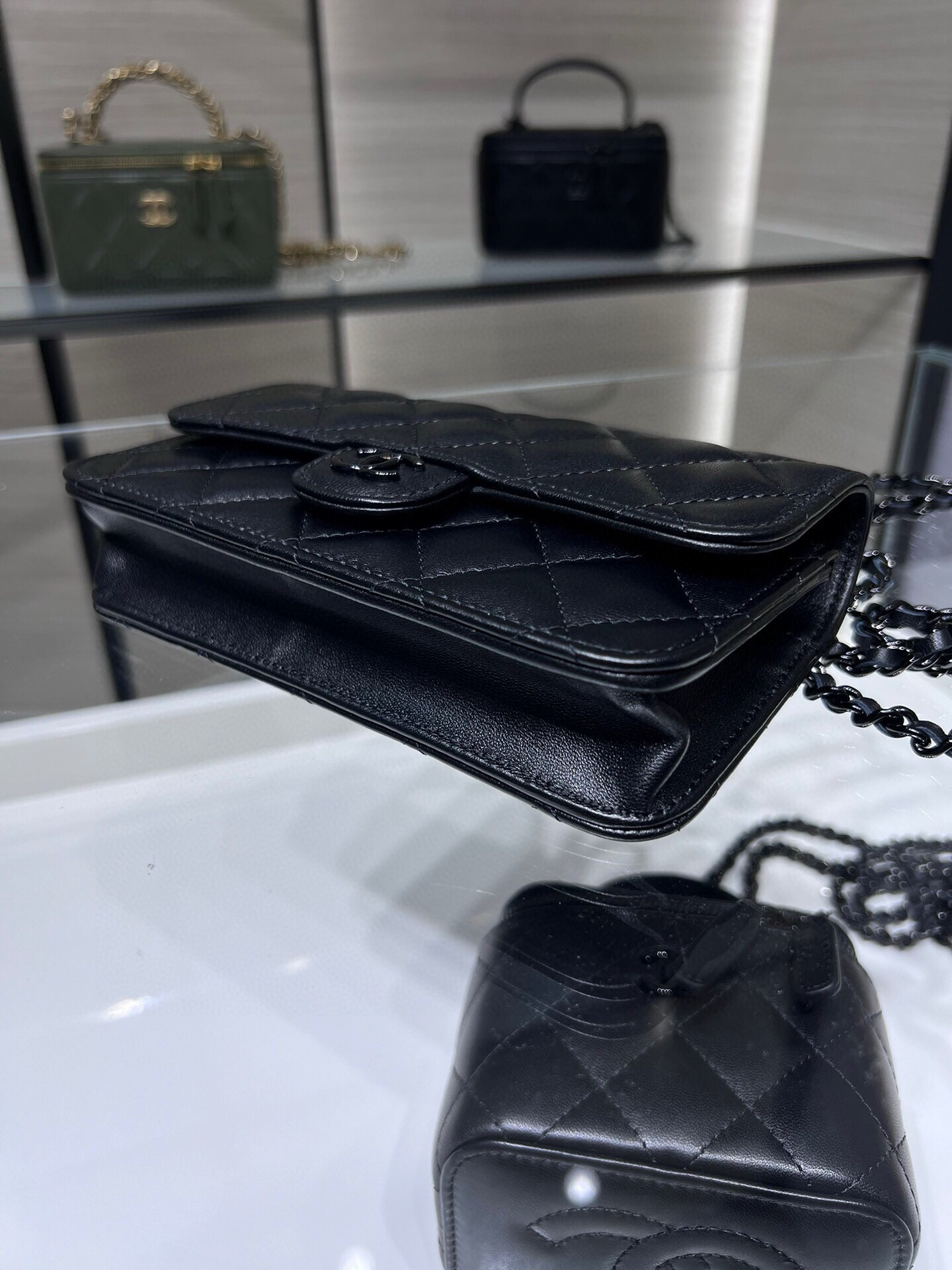 Ch**el classic handbag with top handle 17x9x3cm