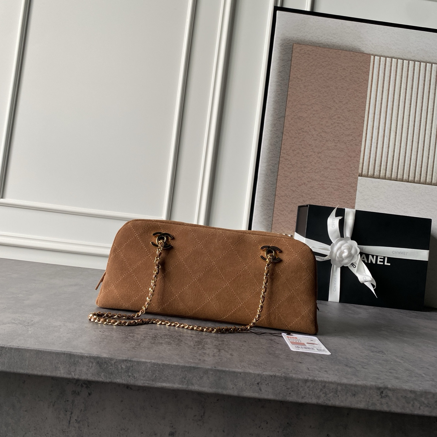 Ch**el Suede Roller Bag AS6406 32x15x8cm
