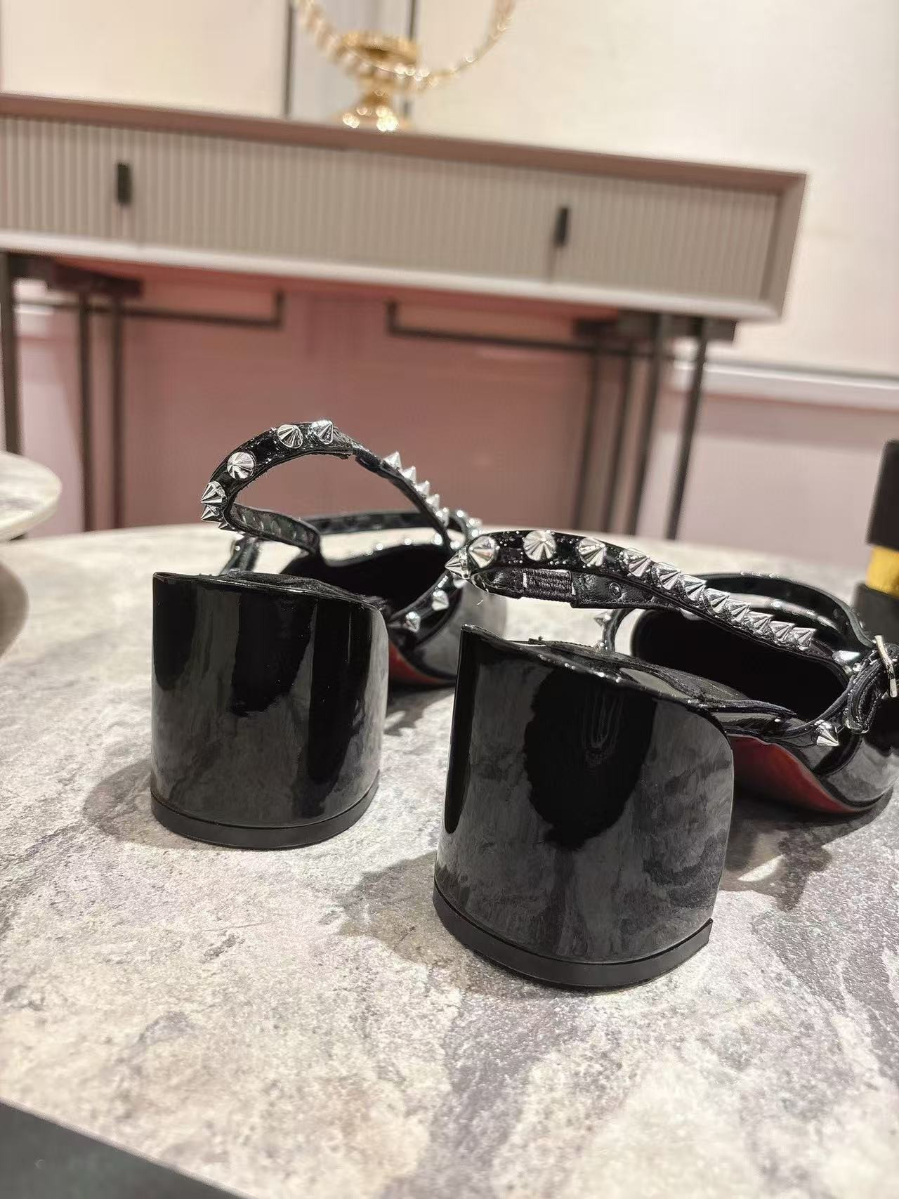 UA Chr1st1an Louboutin Mary Jane Pumps Janispikes Slingback Pumps