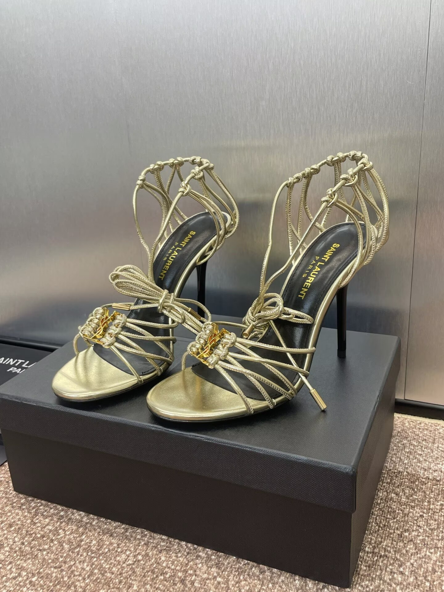 UA Y51 Babylone Gold Sandals 9cm Heel