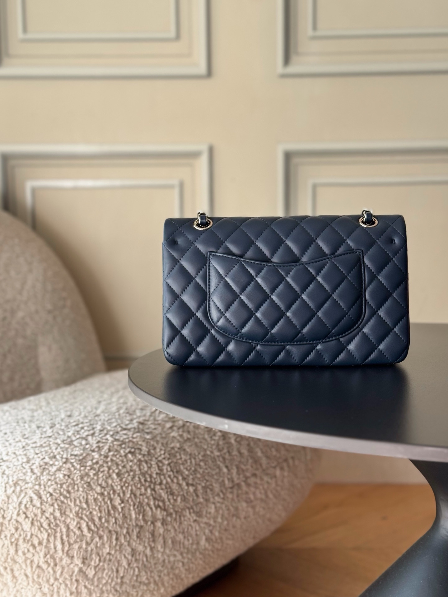 Ch**el flap bag royal blue light gold hardware 25.5x15.5x6.5cm